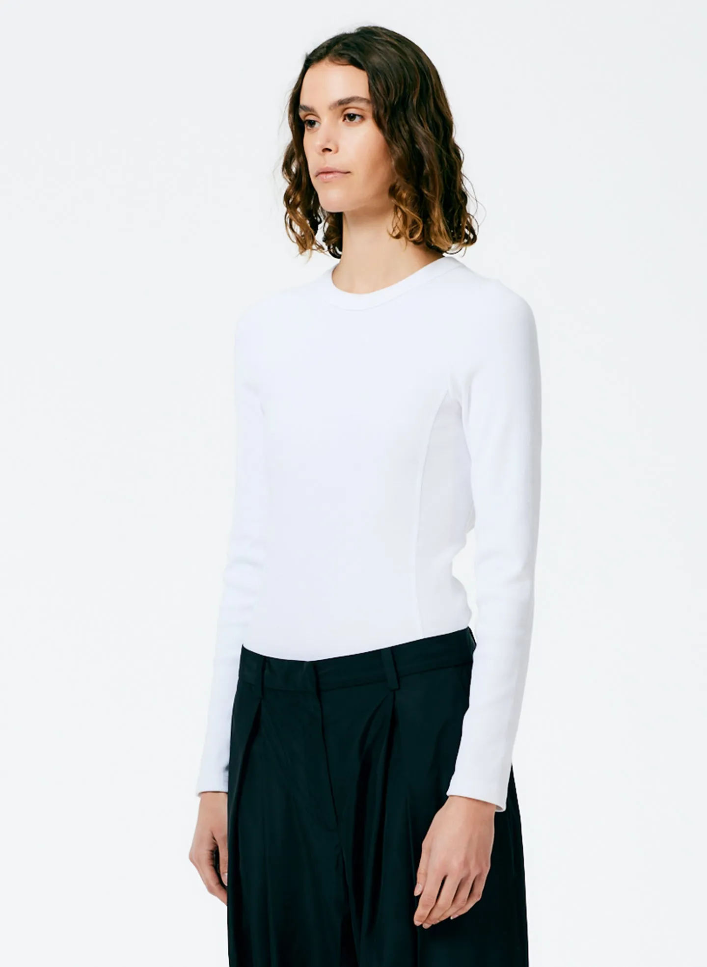 Ribbed T-Shirt Long Sleeve Bodysuit sold by Tibi product image thumbnail 4