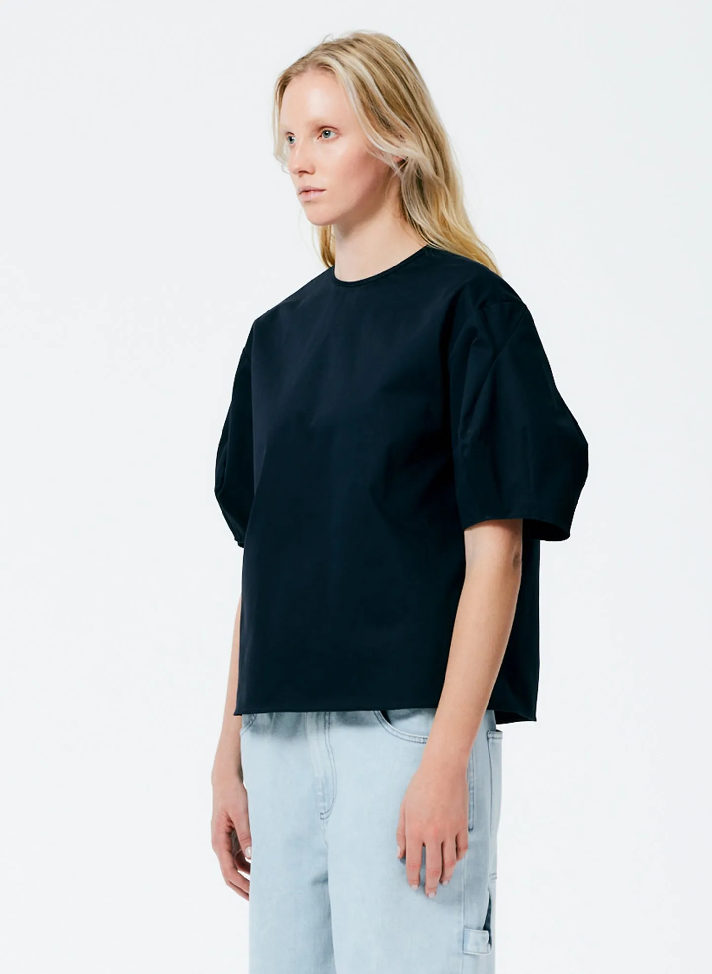 Mila Stretch Satin Easy Crew Neck Top sold by Tibi product image thumbnail 2