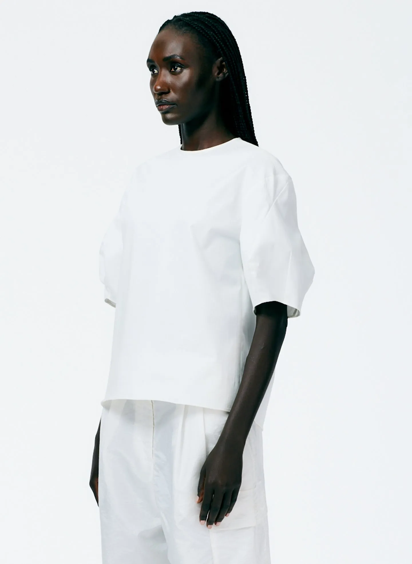 Mila Stretch Satin Easy Crew Neck Top sold by Tibi product image thumbnail 2