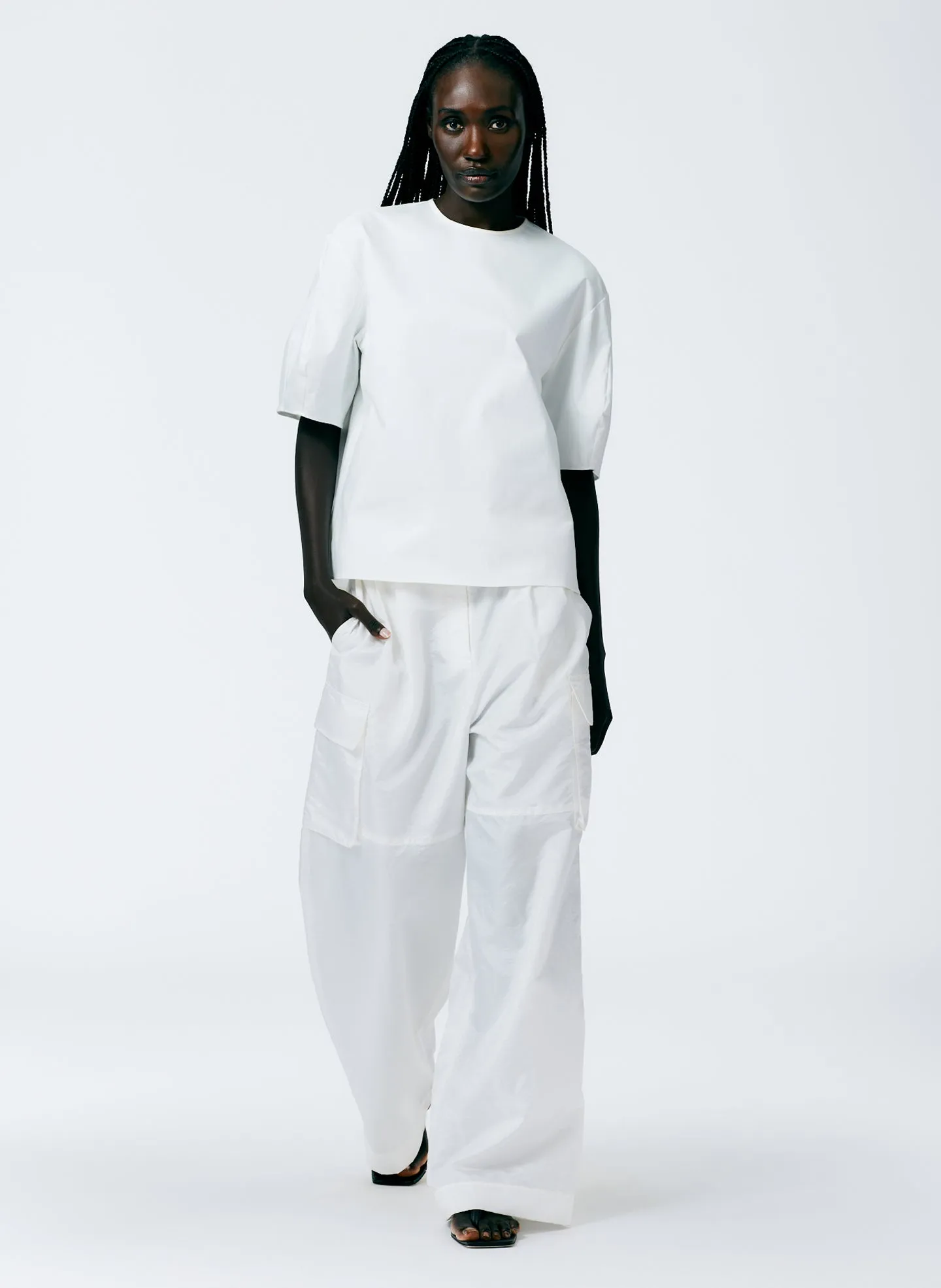 Mila Stretch Satin Easy Crew Neck Top sold by Tibi product image thumbnail 3