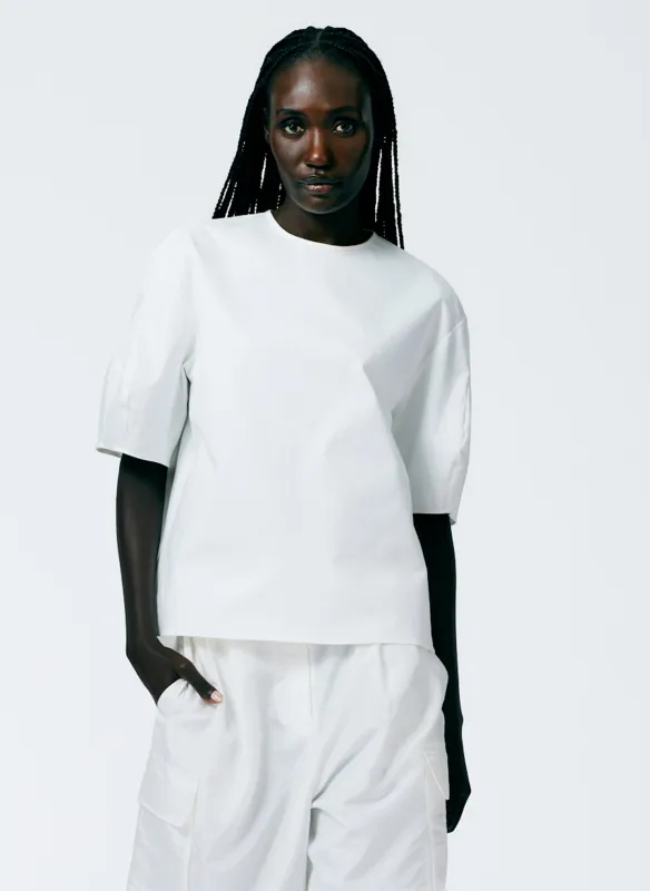 Mila Stretch Satin Easy Crew Neck Top made by Tibi