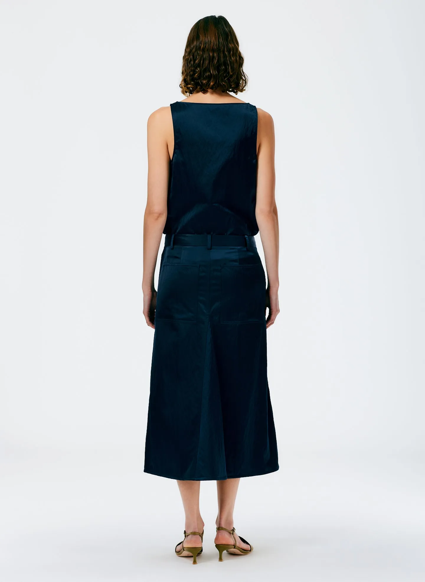 Luxe Eco Satin Godet Midi Skirt sold by Tibi product image thumbnail 5