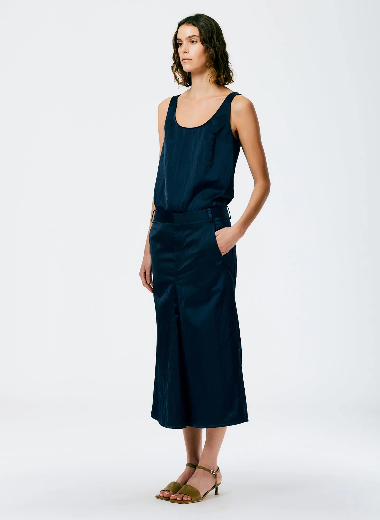 Luxe Eco Satin Godet Midi Skirt sold by Tibi product image thumbnail 4