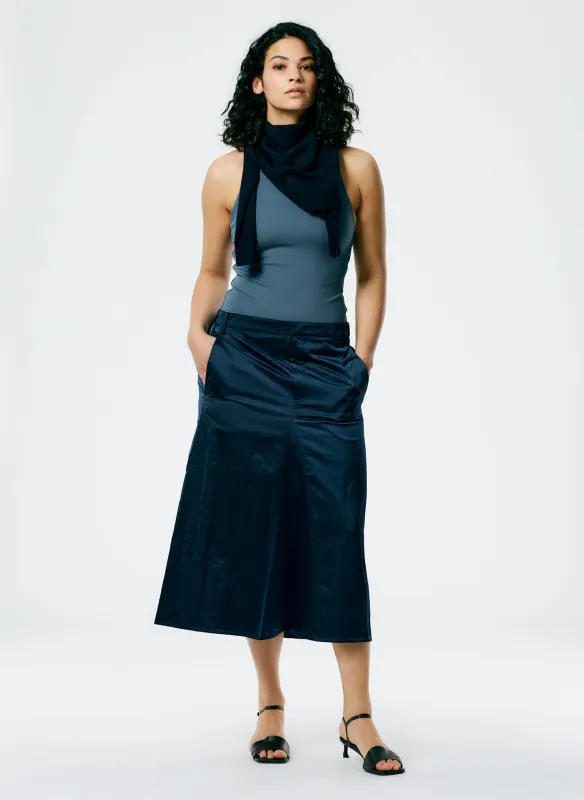 Luxe Eco Satin Godet Midi Skirt made by Tibi