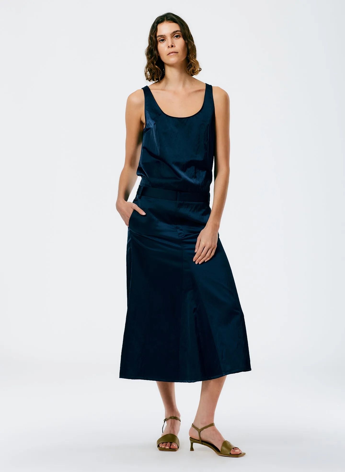 Luxe Eco Satin Godet Midi Skirt sold by Tibi product image thumbnail 3