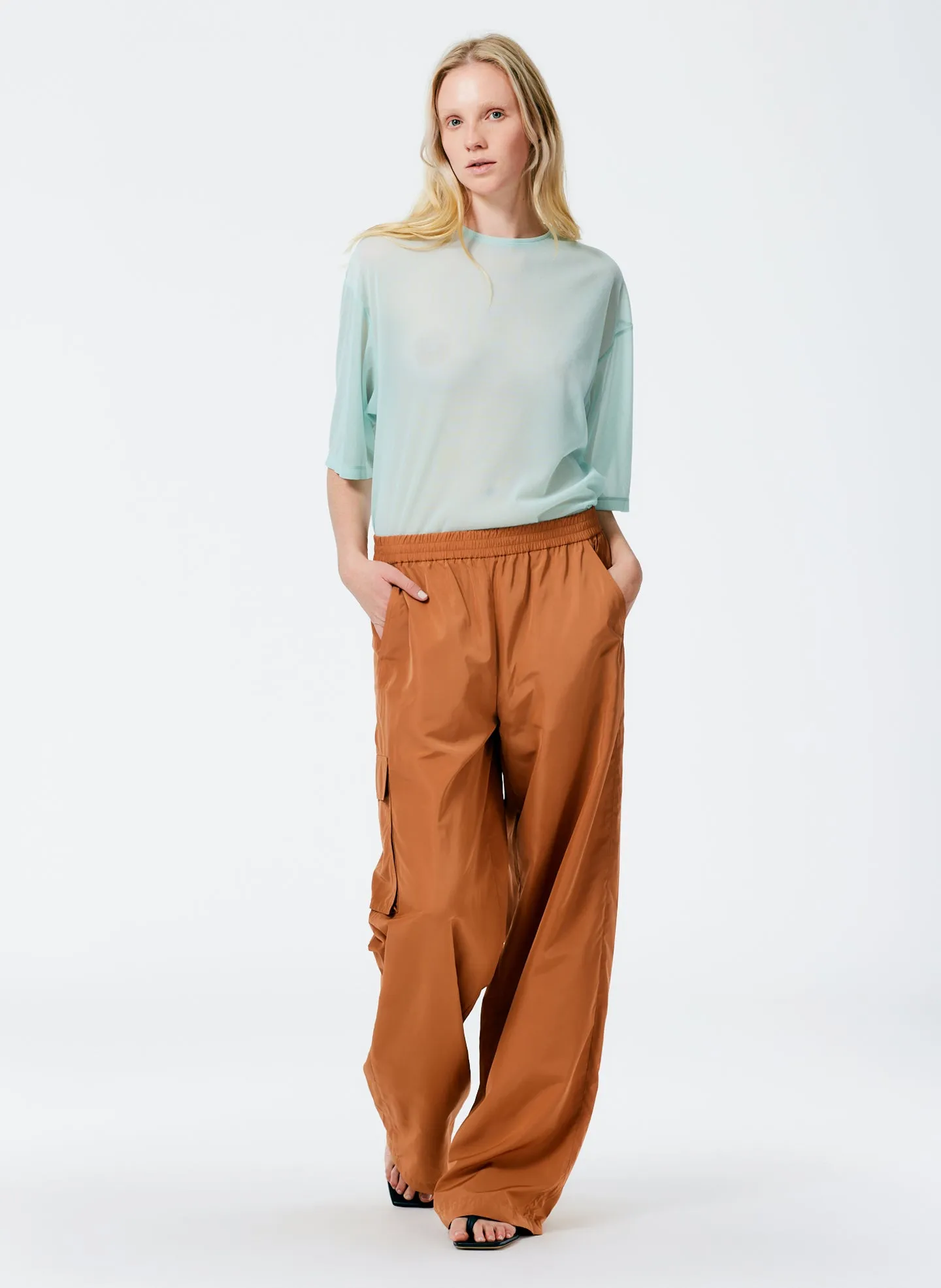 Italian Sporty Nylon Wide Leg Pull on Pant sold by Tibi
