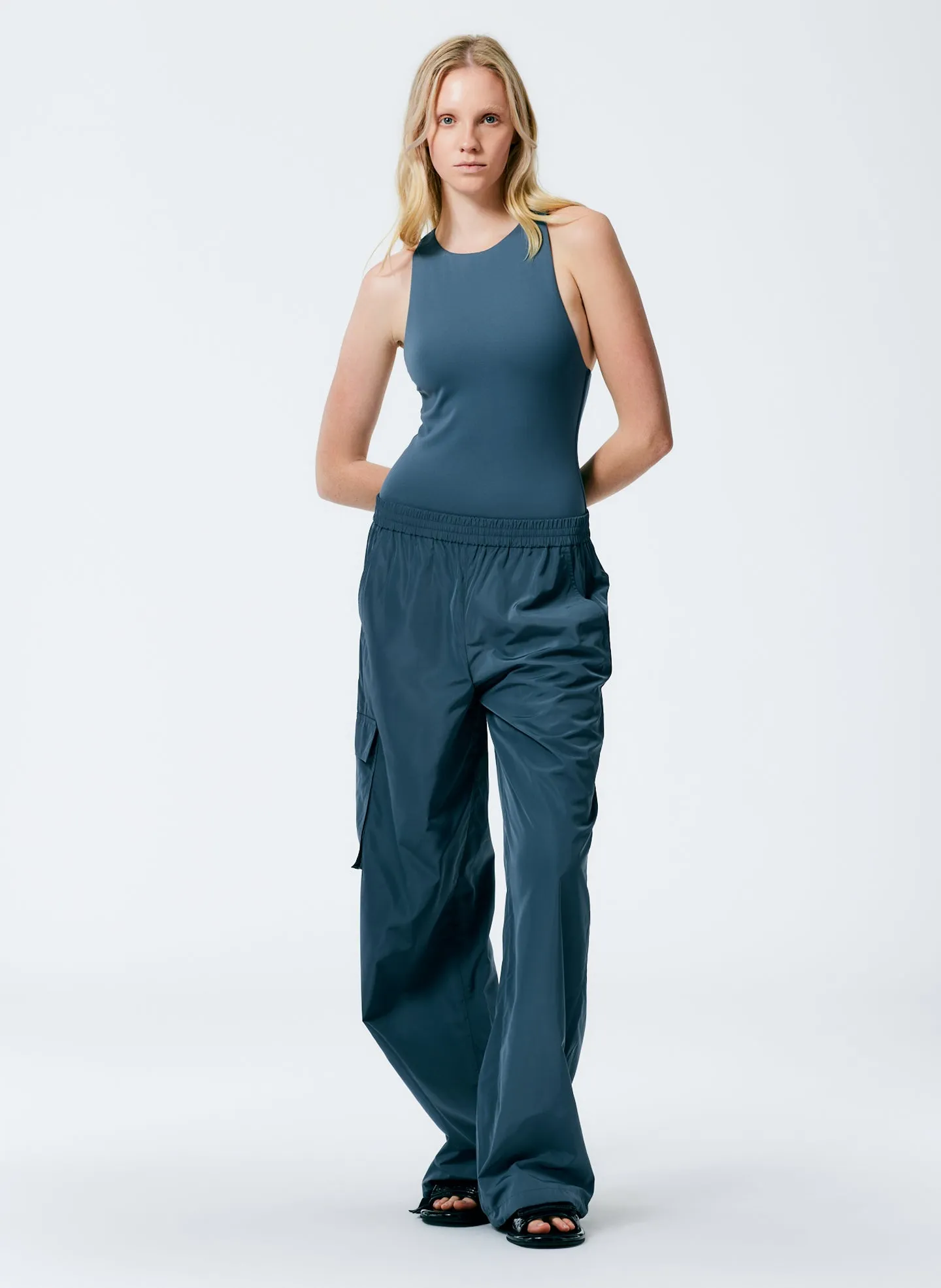 Italian Sporty Nylon Wide Leg Pull on Pant sold by Tibi