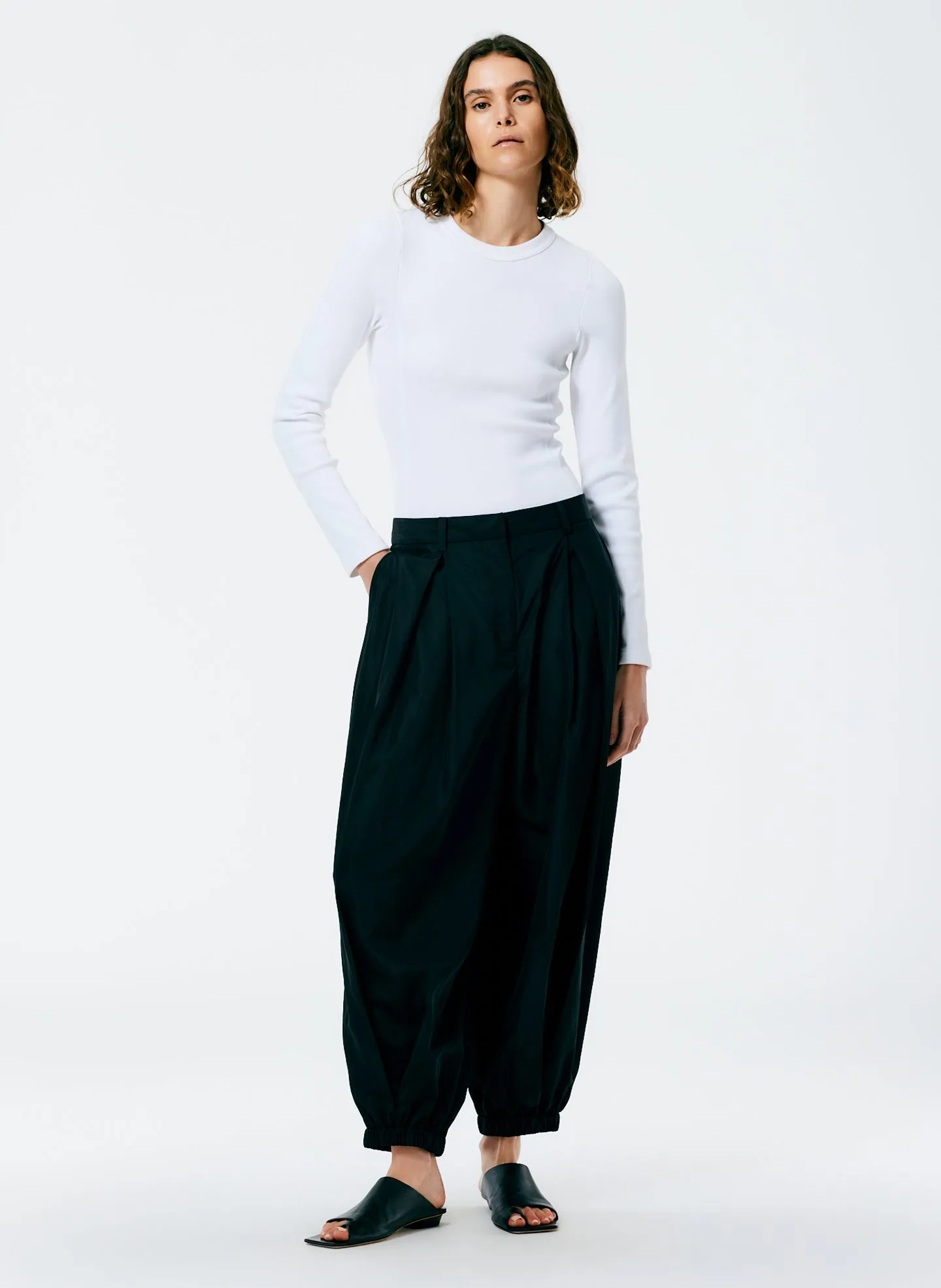 Italian Sporty Nylon Eden Pleated Balloon Pant - Long sold by Tibi