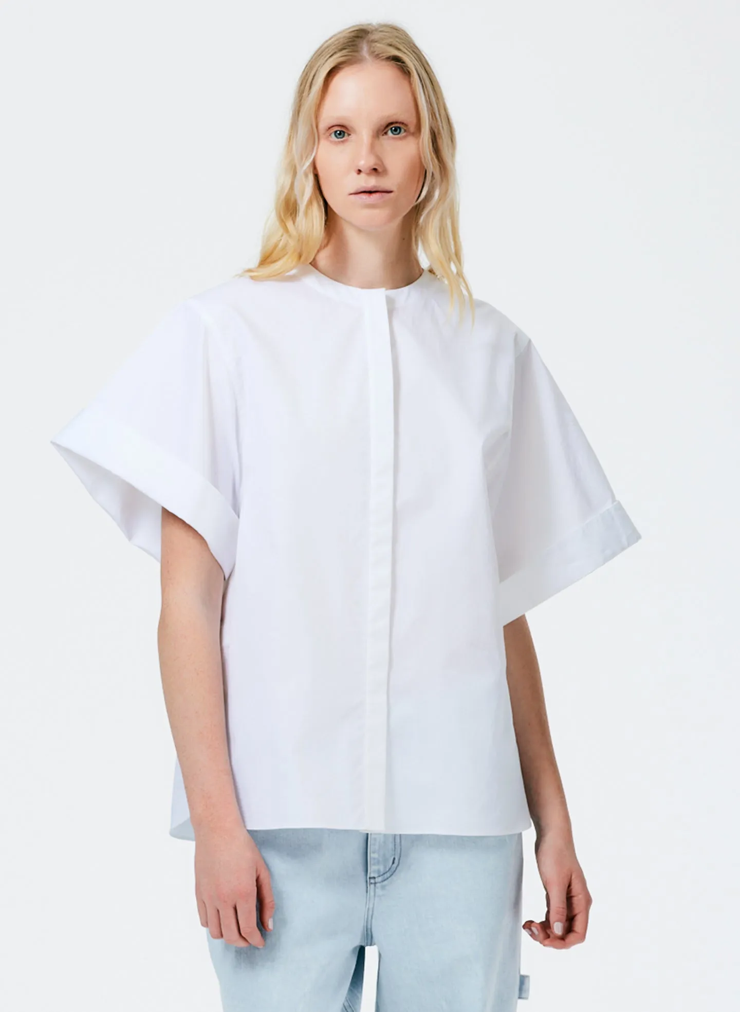 Eco Poplin Rolled Sleeve Shirt sold by Tibi product image thumbnail 2