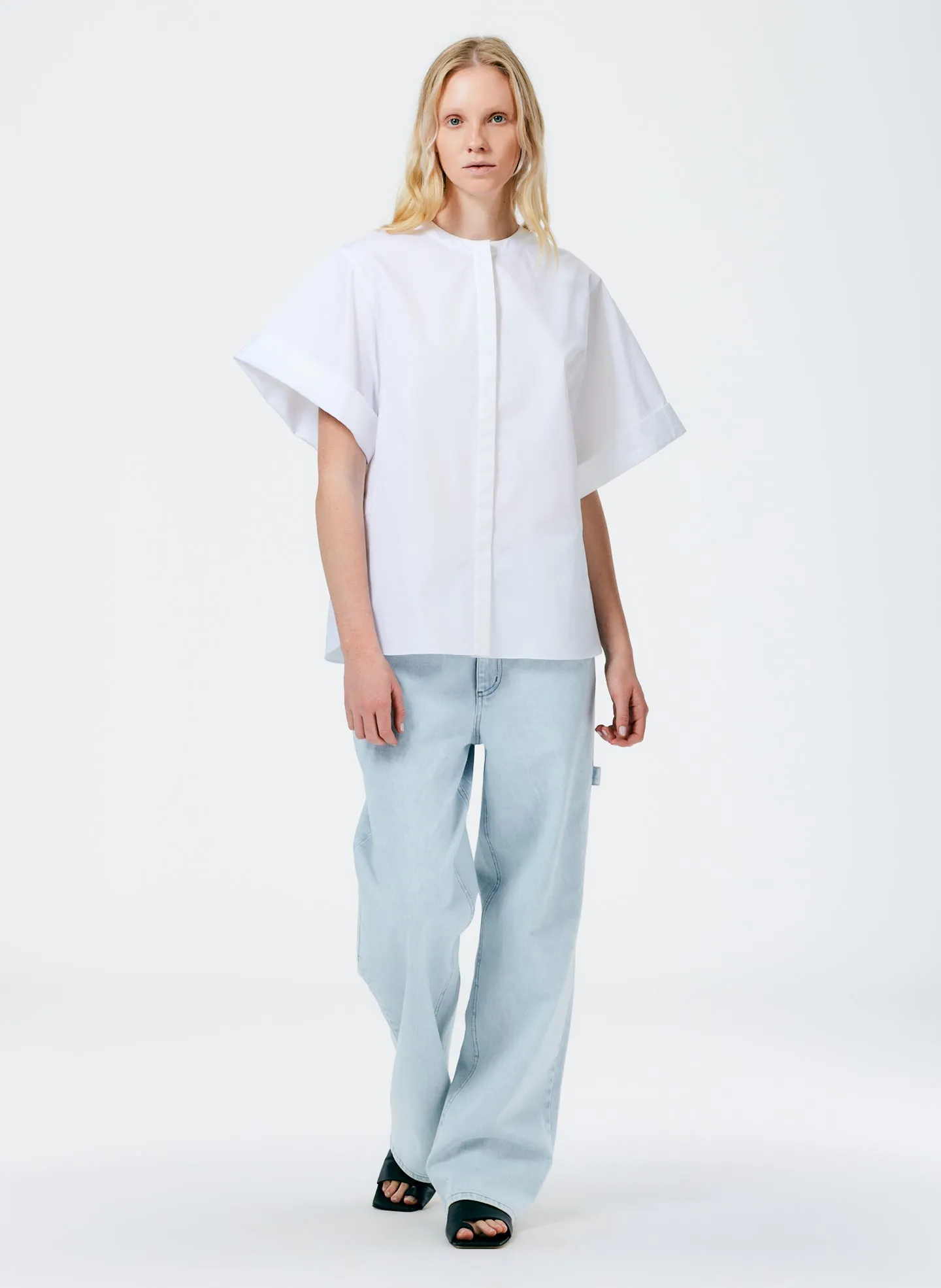 Eco Poplin Rolled Sleeve Shirt sold by Tibi product image thumbnail 3
