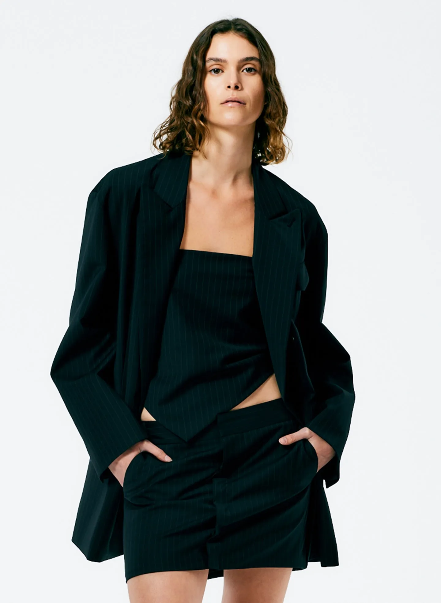 Dominic Pinstripe Tie Back Handkerchief Top sold by Tibi product image thumbnail 3