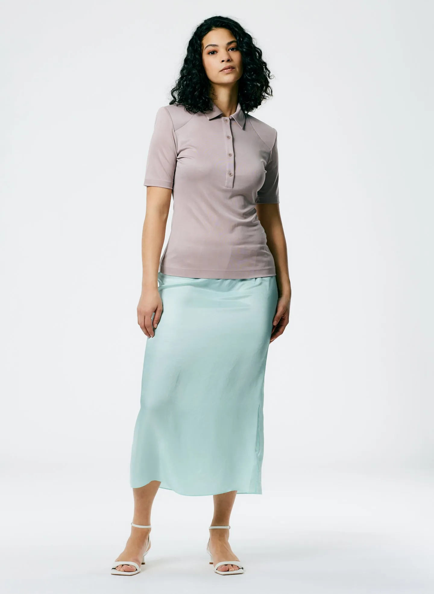 Deeba Cupro Lean Polo Shirt sold by Tibi product image thumbnail 3