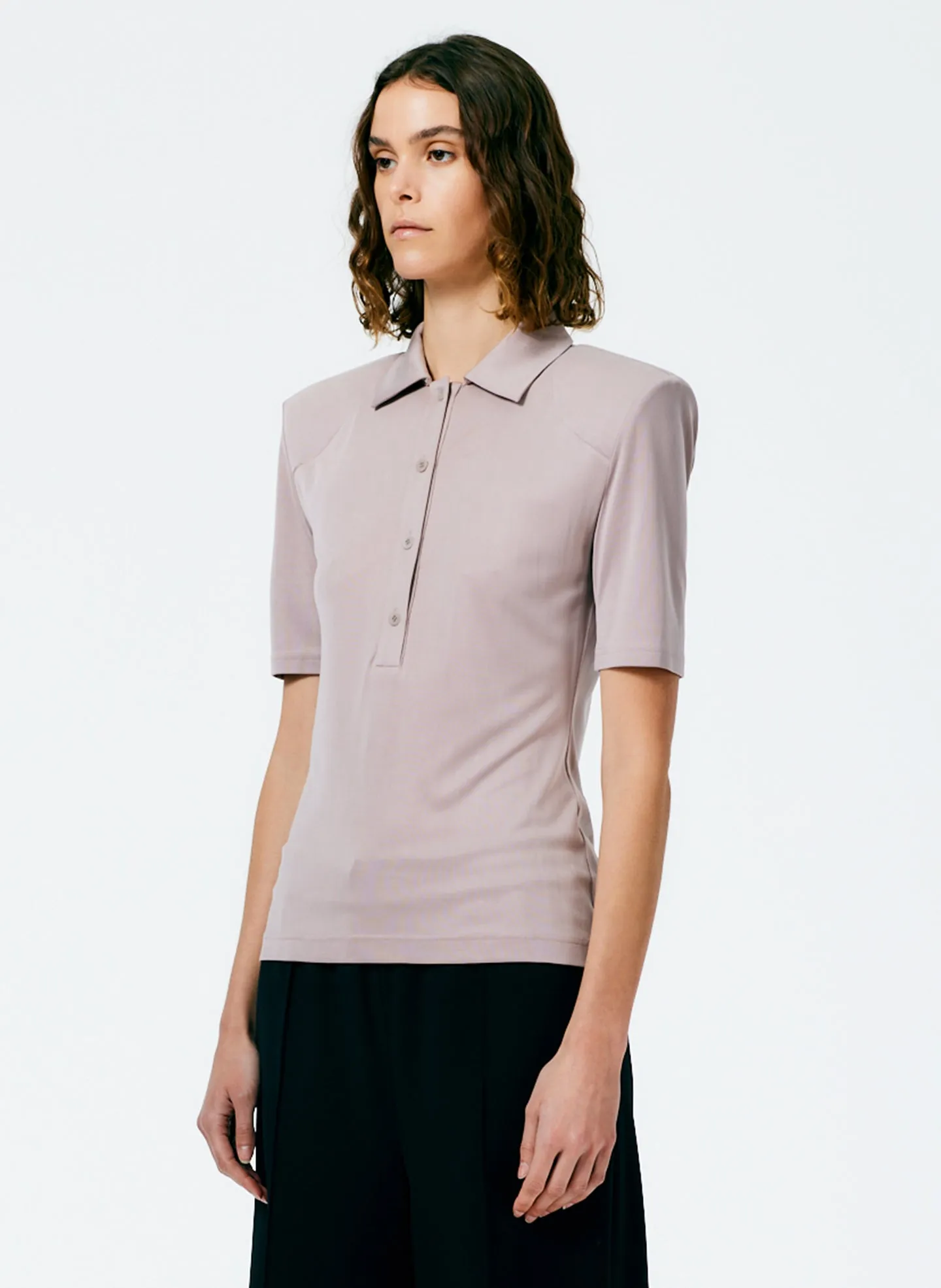 Deeba Cupro Lean Polo Shirt sold by Tibi product image thumbnail 5