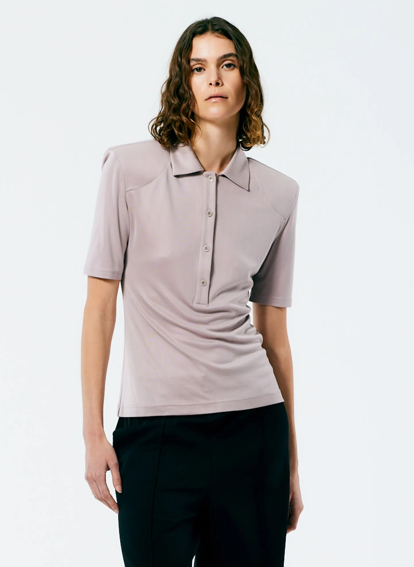 Deeba Cupro Lean Polo Shirt sold by Tibi product image thumbnail 4