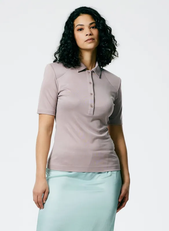Deeba Cupro Lean Polo Shirt sold by Tibi
