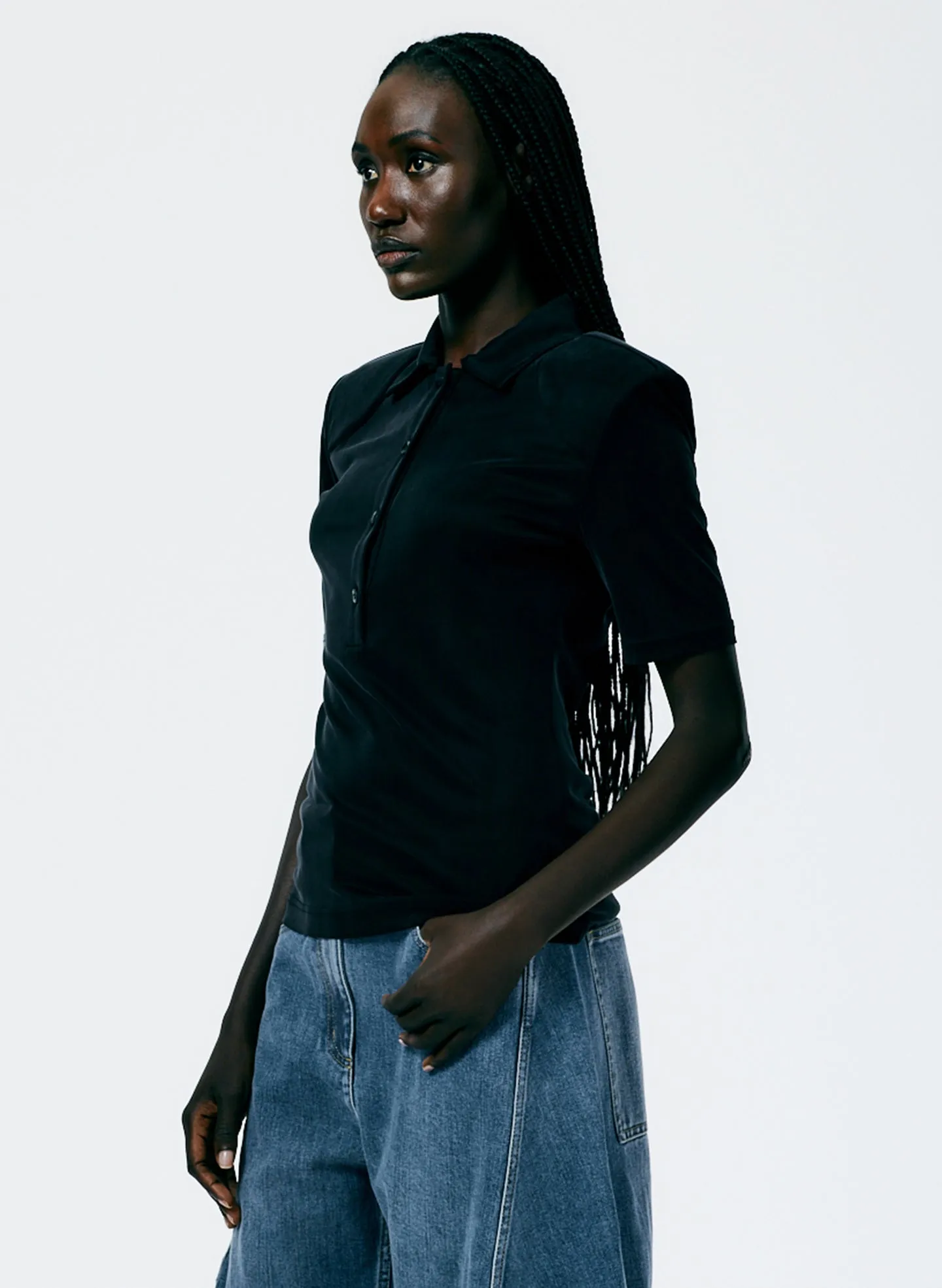 Deeba Cupro Lean Polo Shirt sold by Tibi product image thumbnail 3