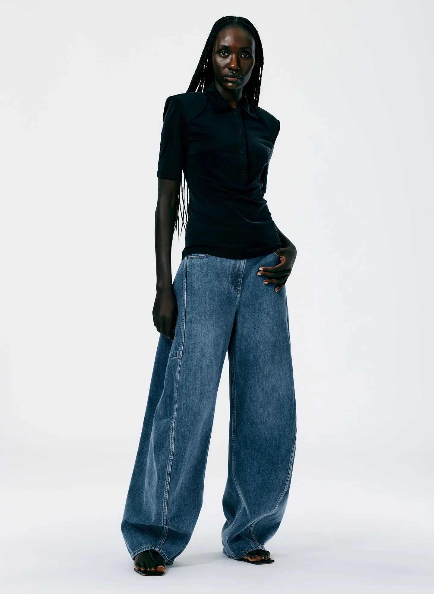 Deeba Cupro Lean Polo Shirt sold by Tibi product image thumbnail 4