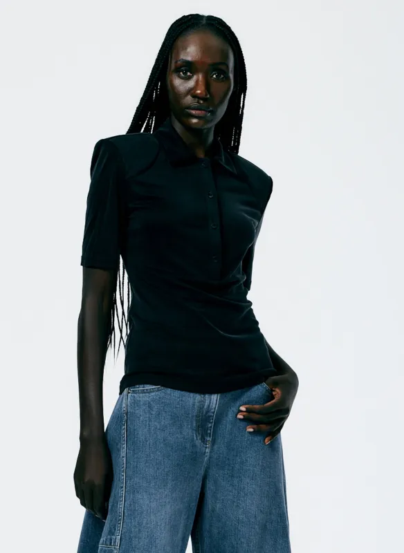 Deeba Cupro Lean Polo Shirt made by Tibi