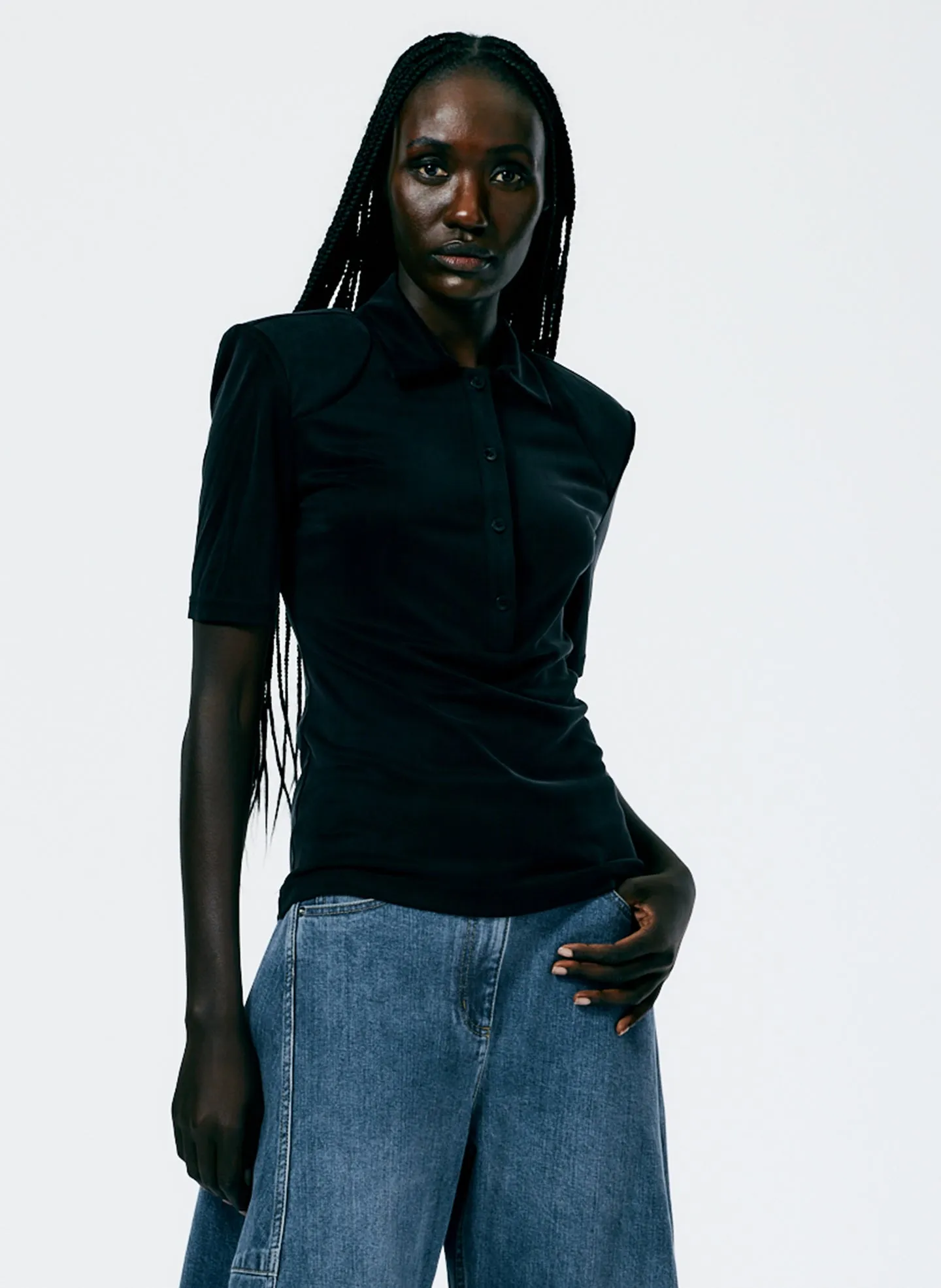 Deeba Cupro Lean Polo Shirt sold by Tibi