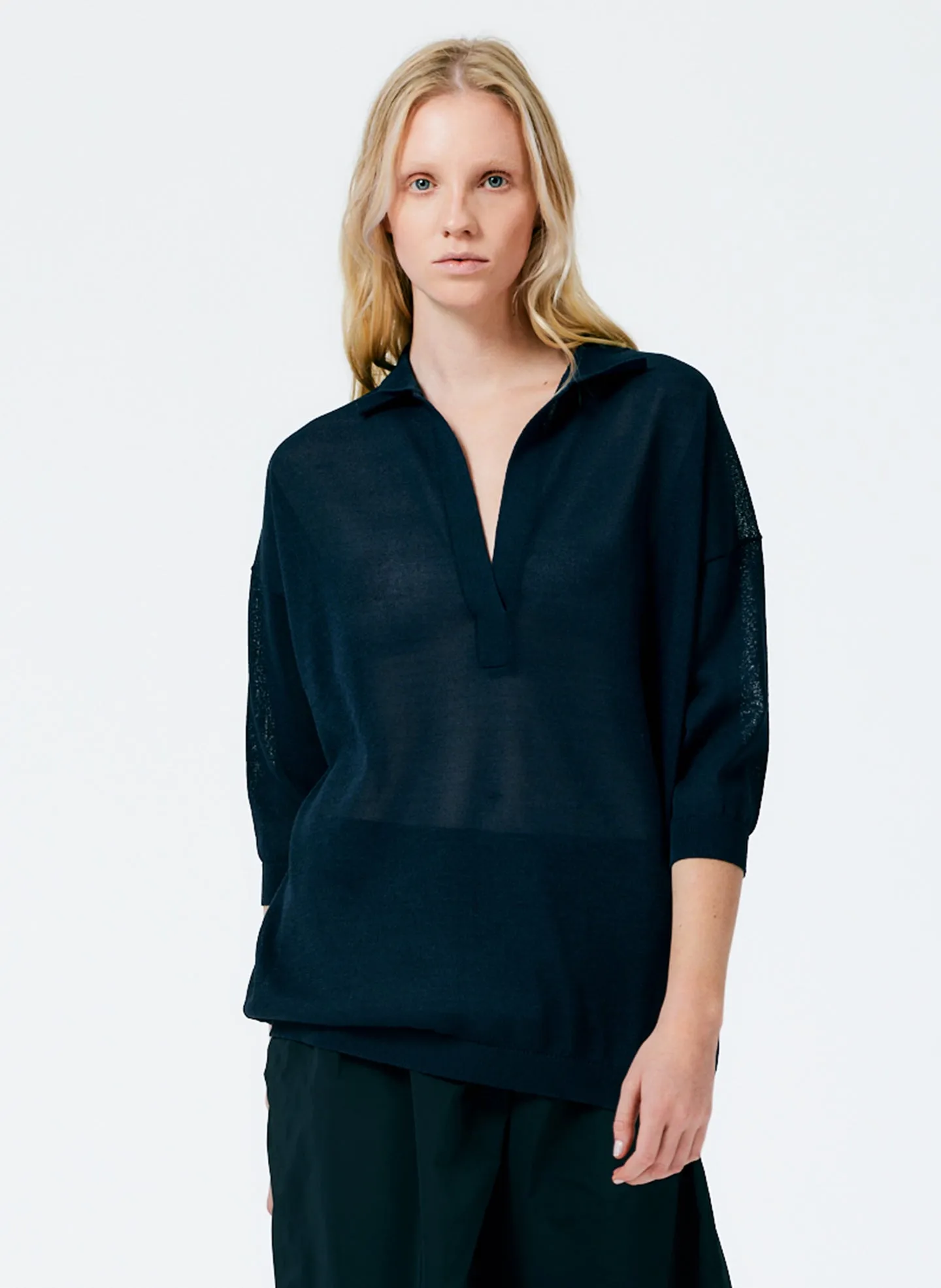 Crispy Viscose Sweater Easy Polo sold by Tibi product image thumbnail 4