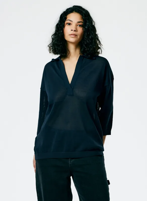 Crispy Viscose Sweater Easy Polo made by Tibi
