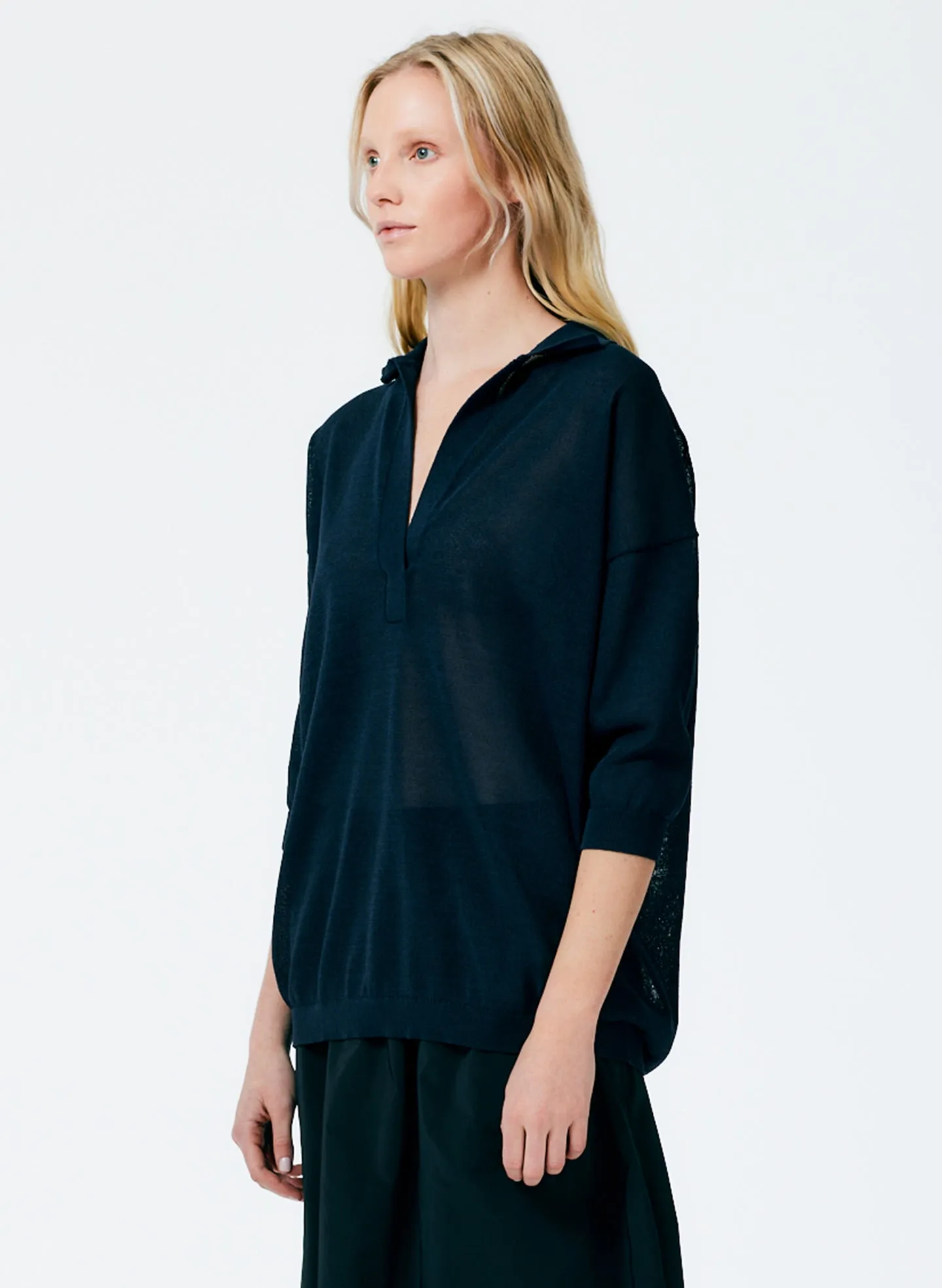 Crispy Viscose Sweater Easy Polo sold by Tibi product image thumbnail 5