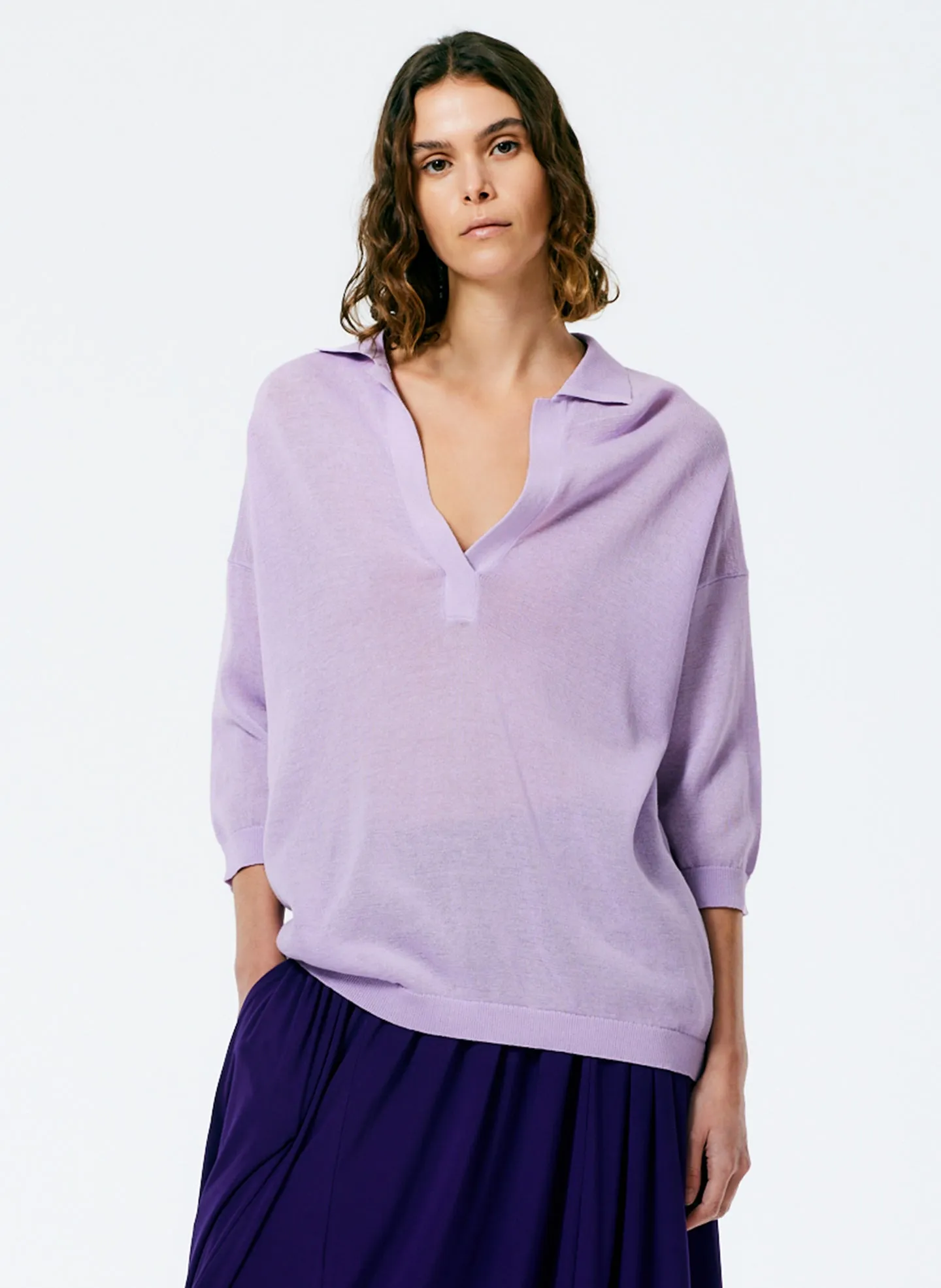 Crispy Viscose Sweater Easy Polo sold by Tibi product image thumbnail 3