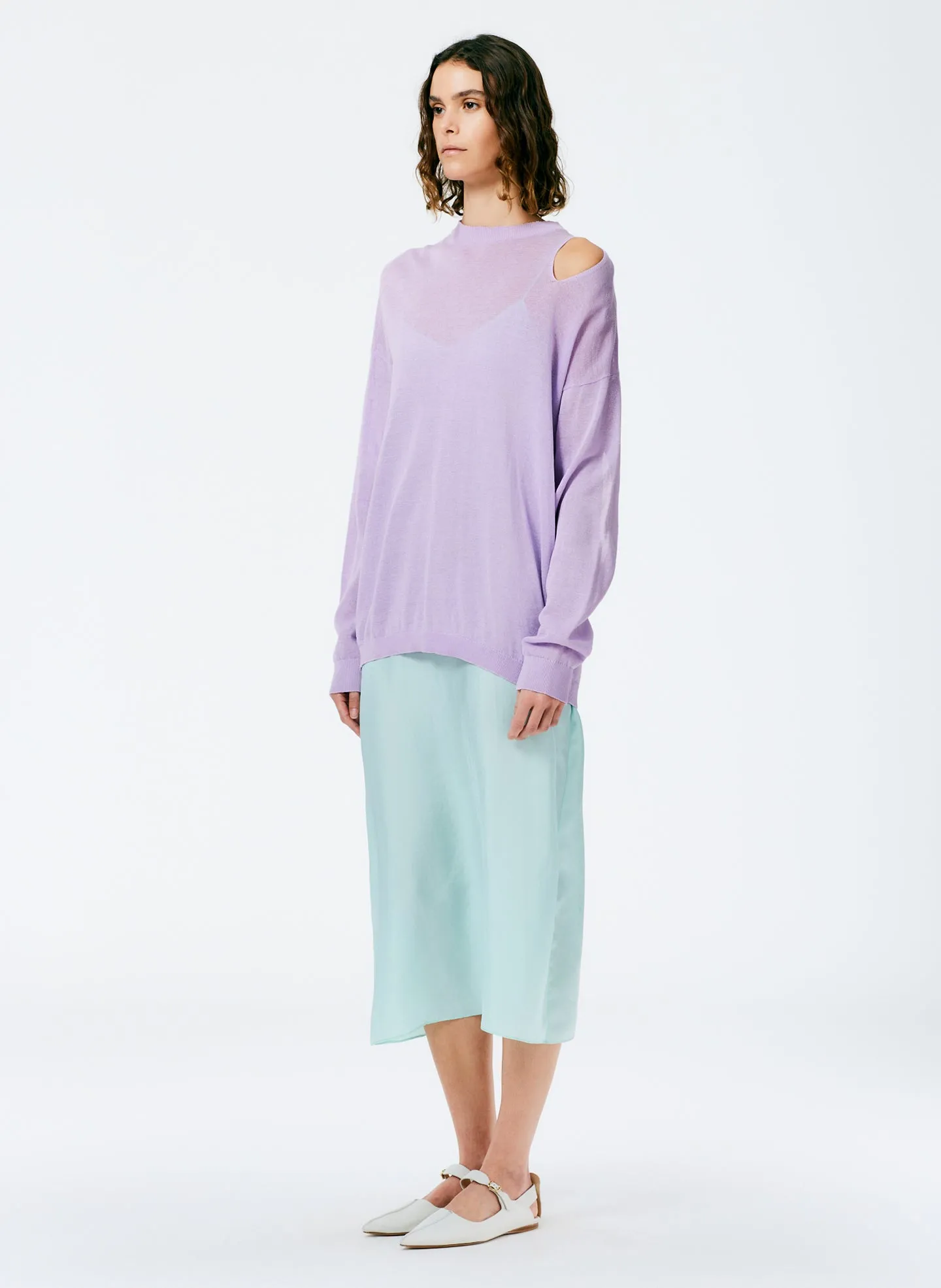 Crispy Viscose Slit Detail Oversized Pullover sold by Tibi product image thumbnail 5