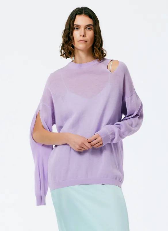 Crispy Viscose Slit Detail Oversized Pullover made by Tibi