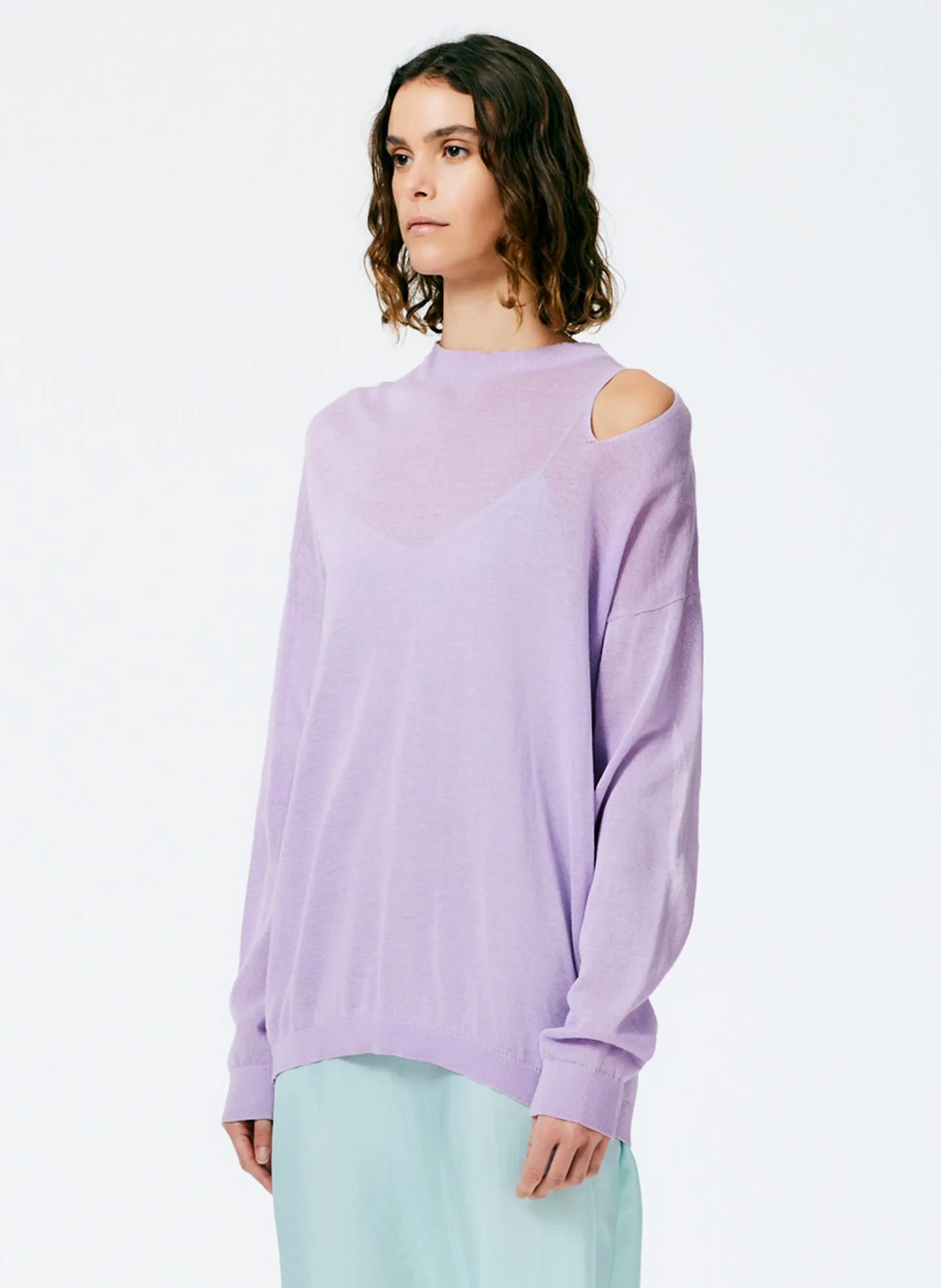 Crispy Viscose Slit Detail Oversized Pullover sold by Tibi product image thumbnail 3