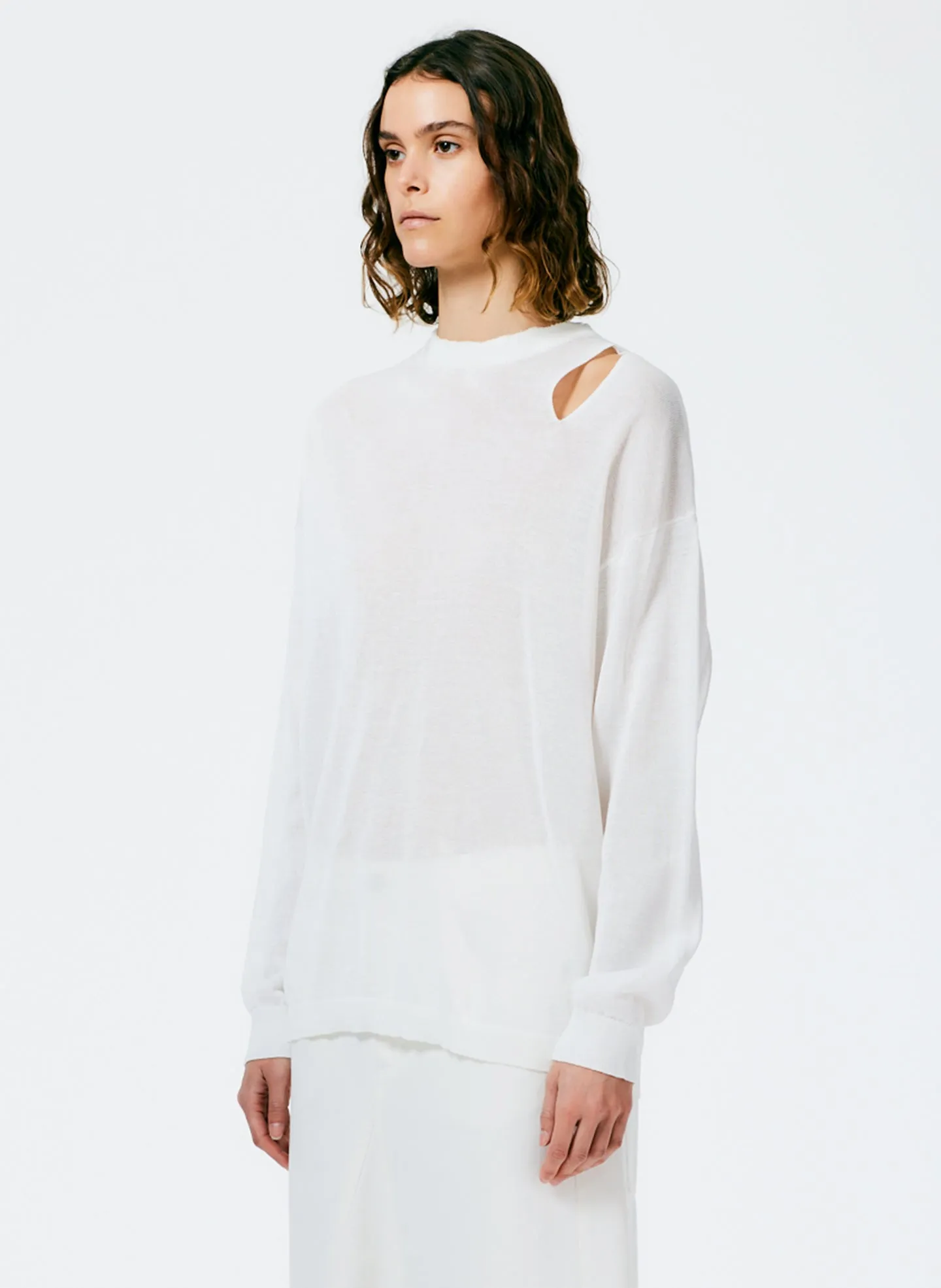 Crispy Viscose Slit Detail Oversized Pullover sold by Tibi product image thumbnail 2