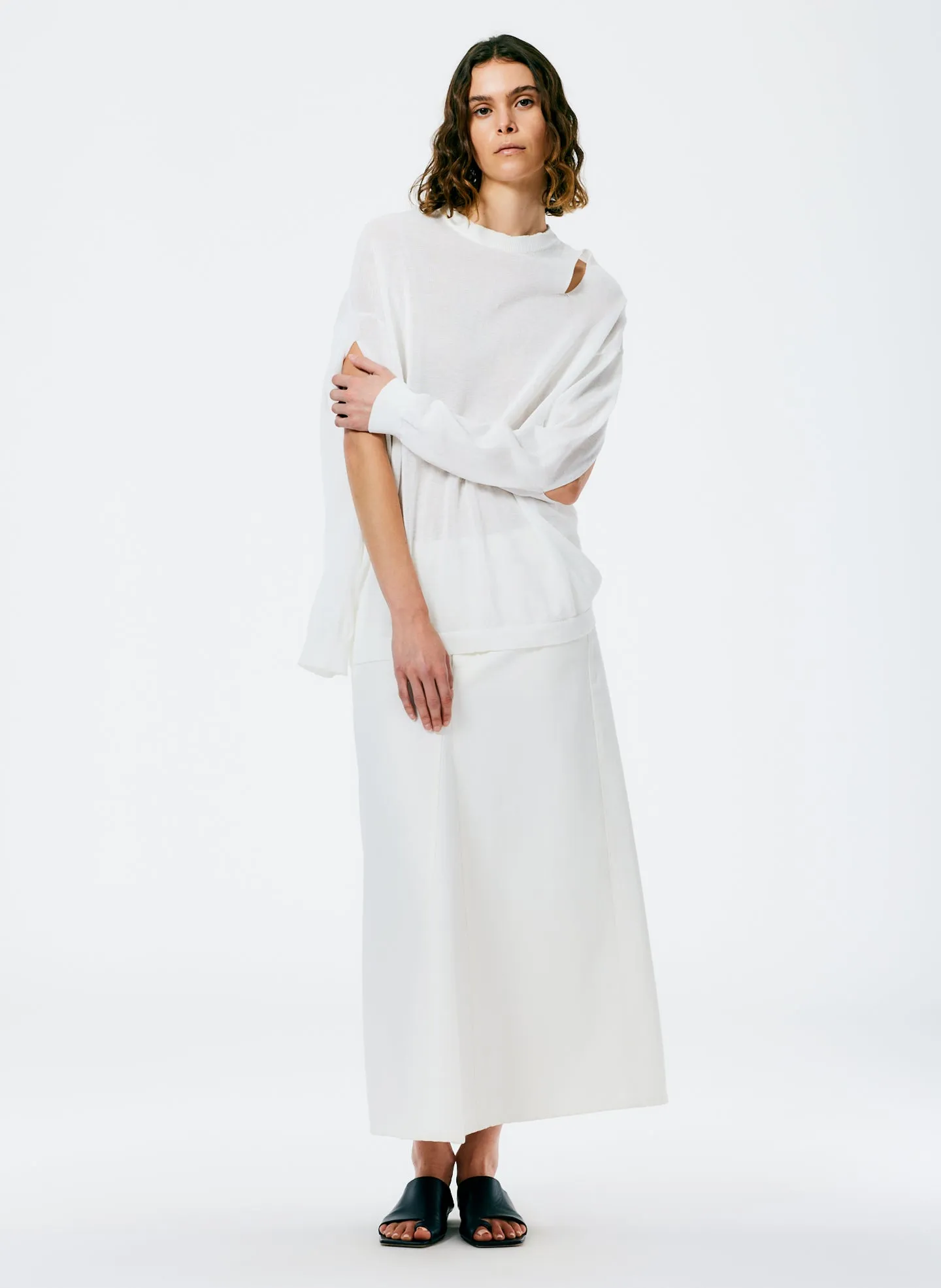 Crispy Viscose Slit Detail Oversized Pullover sold by Tibi product image thumbnail 3