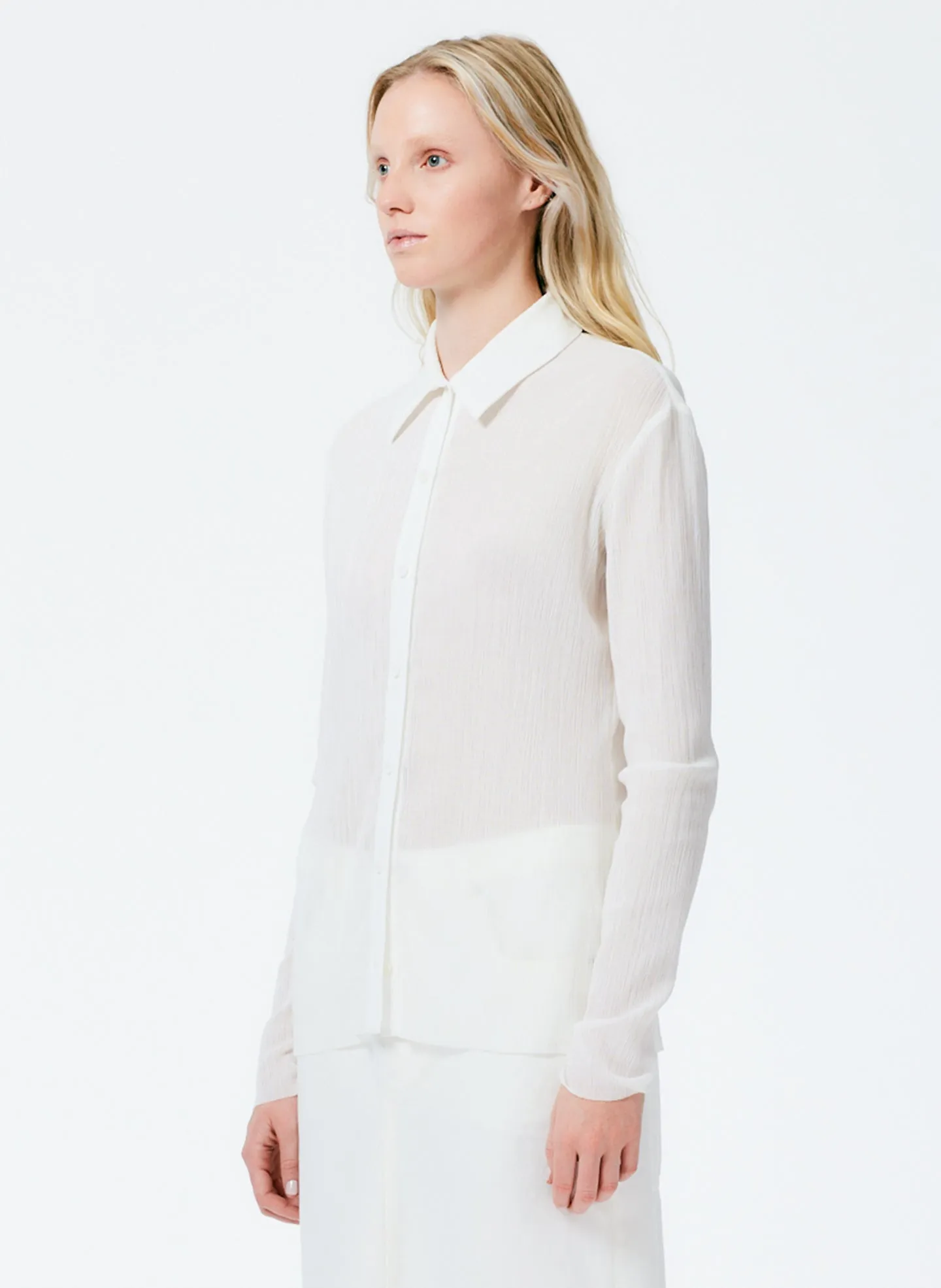 Crepe Gauze Long Sleeve Lean Shirt sold by Tibi product image thumbnail 4