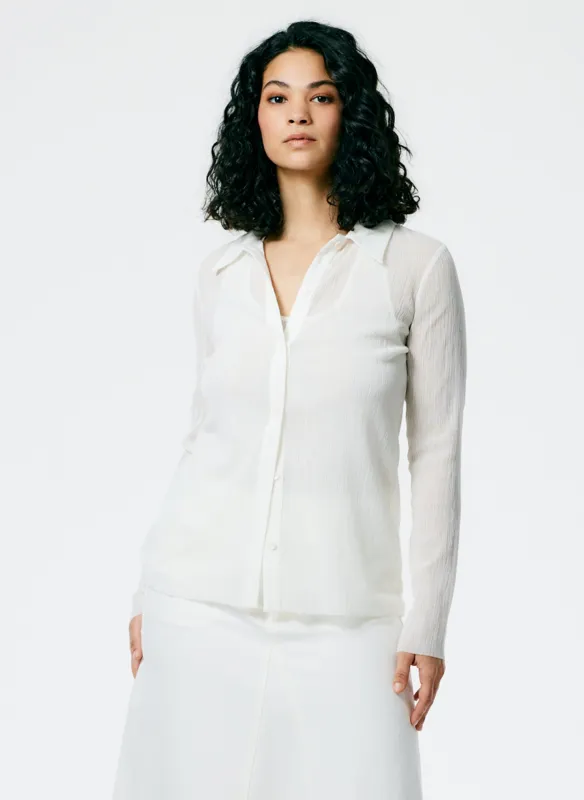 Crepe Gauze Long Sleeve Lean Shirt made by Tibi