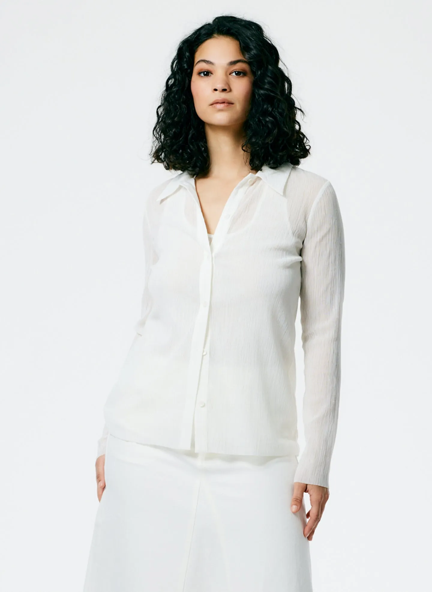Crepe Gauze Long Sleeve Lean Shirt sold by Tibi