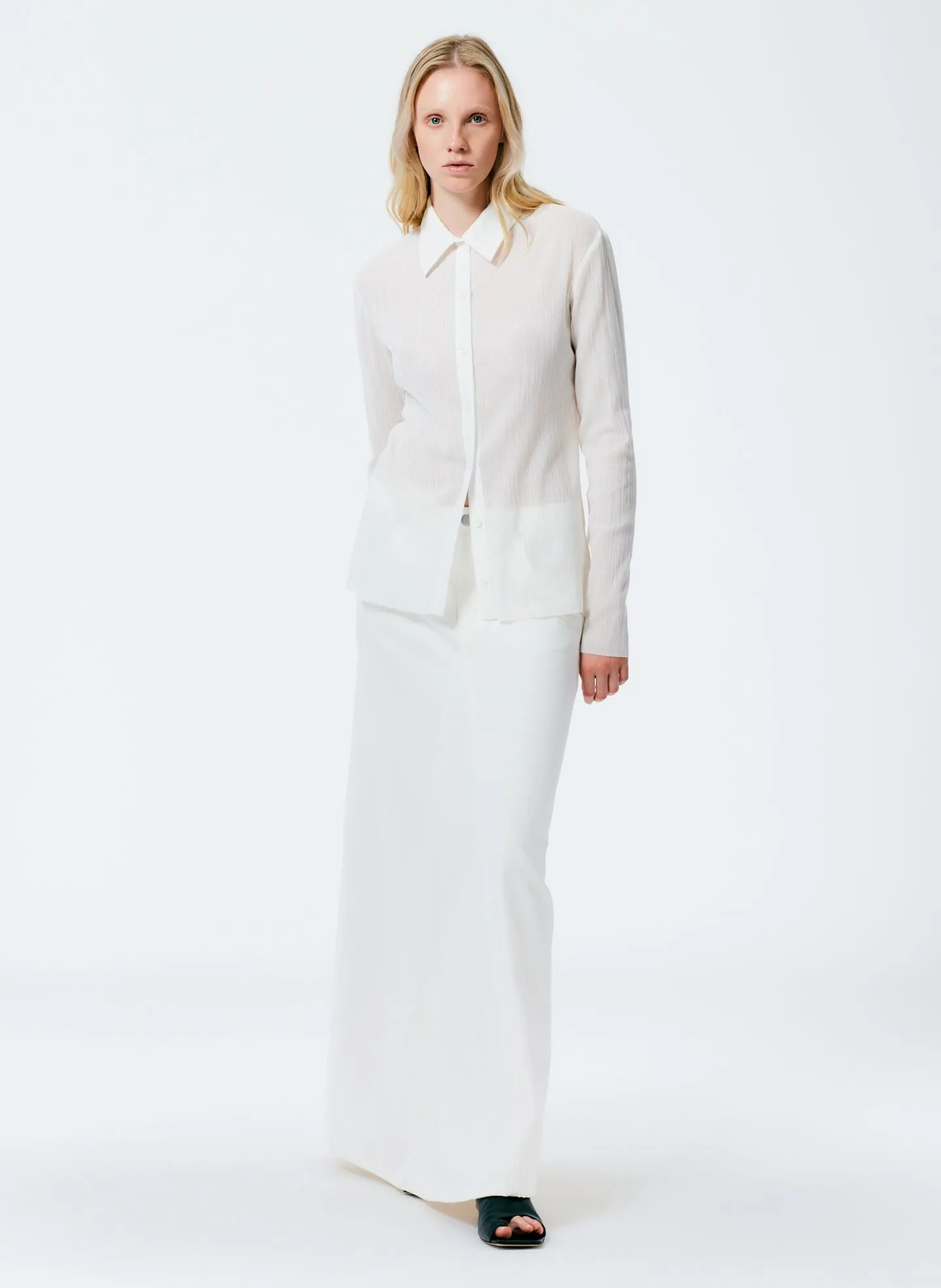 Crepe Gauze Long Sleeve Lean Shirt sold by Tibi product image thumbnail 5