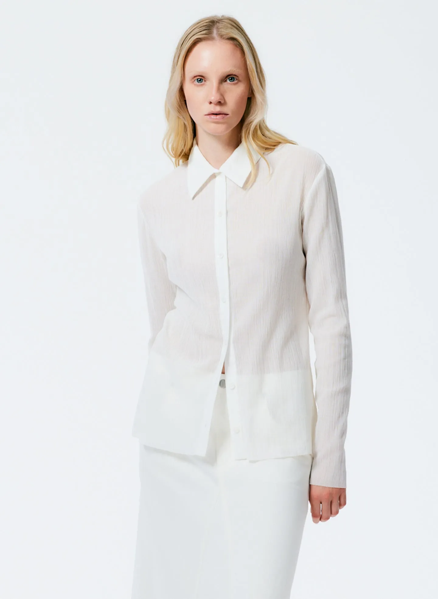 Crepe Gauze Long Sleeve Lean Shirt sold by Tibi product image thumbnail 3