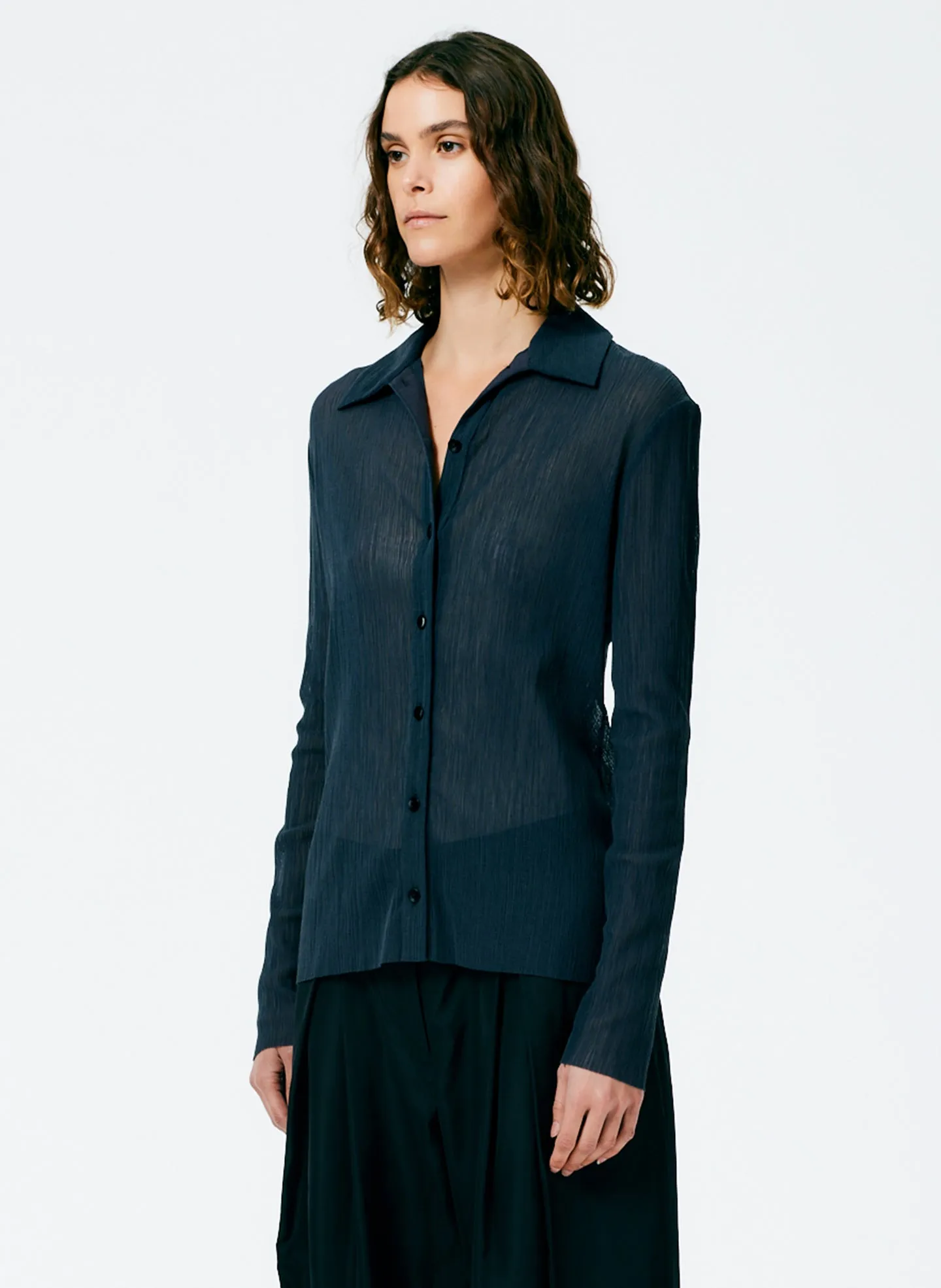 Crepe Gauze Long Sleeve Lean Shirt sold by Tibi product image thumbnail 2