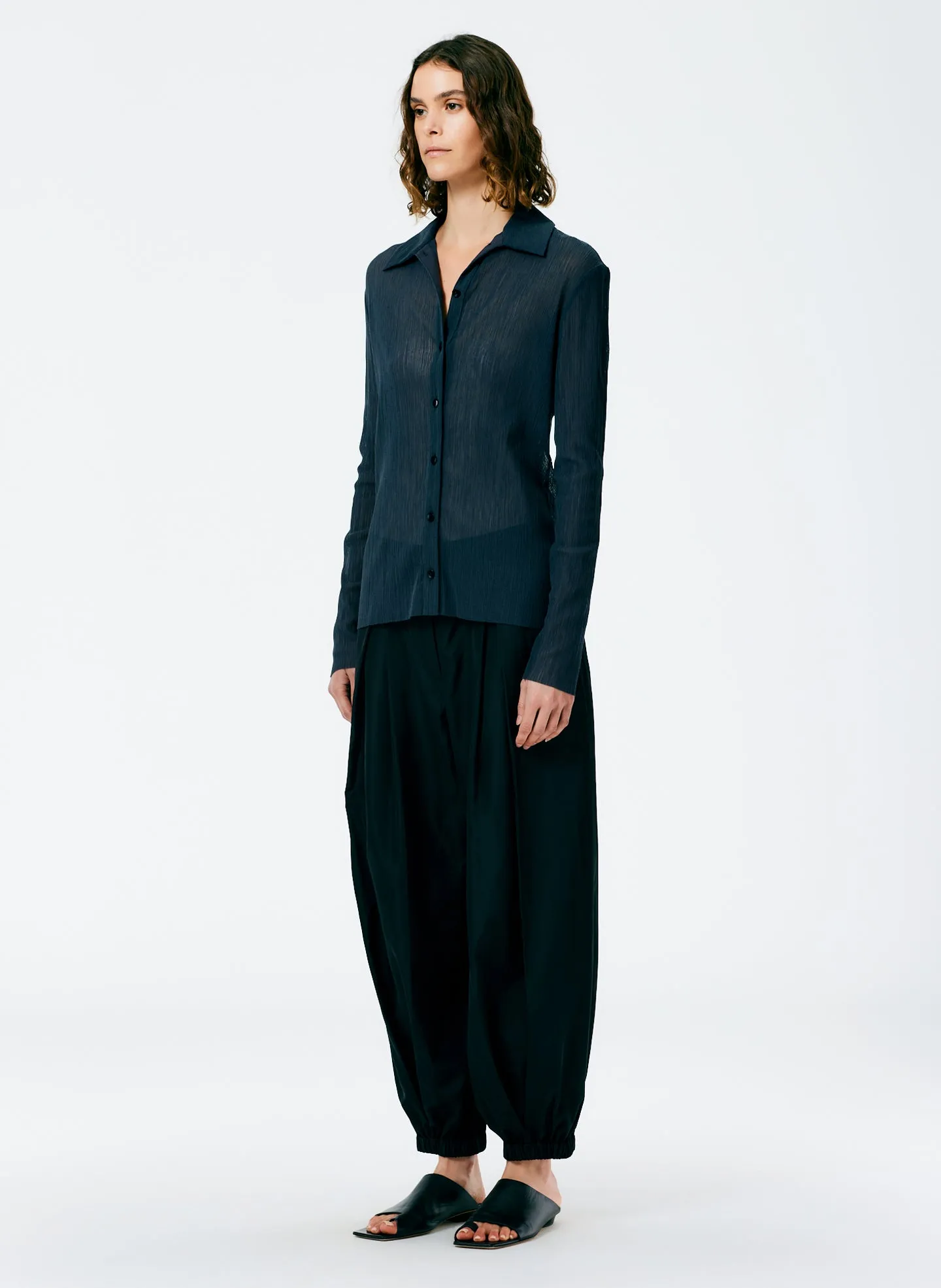 Crepe Gauze Long Sleeve Lean Shirt sold by Tibi product image thumbnail 4