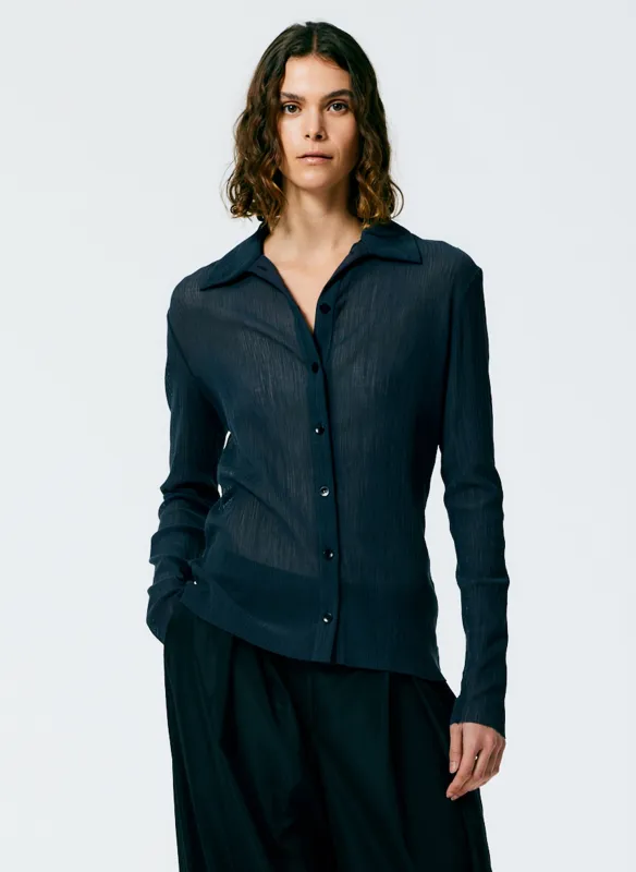 Crepe Gauze Long Sleeve Lean Shirt made by Tibi
