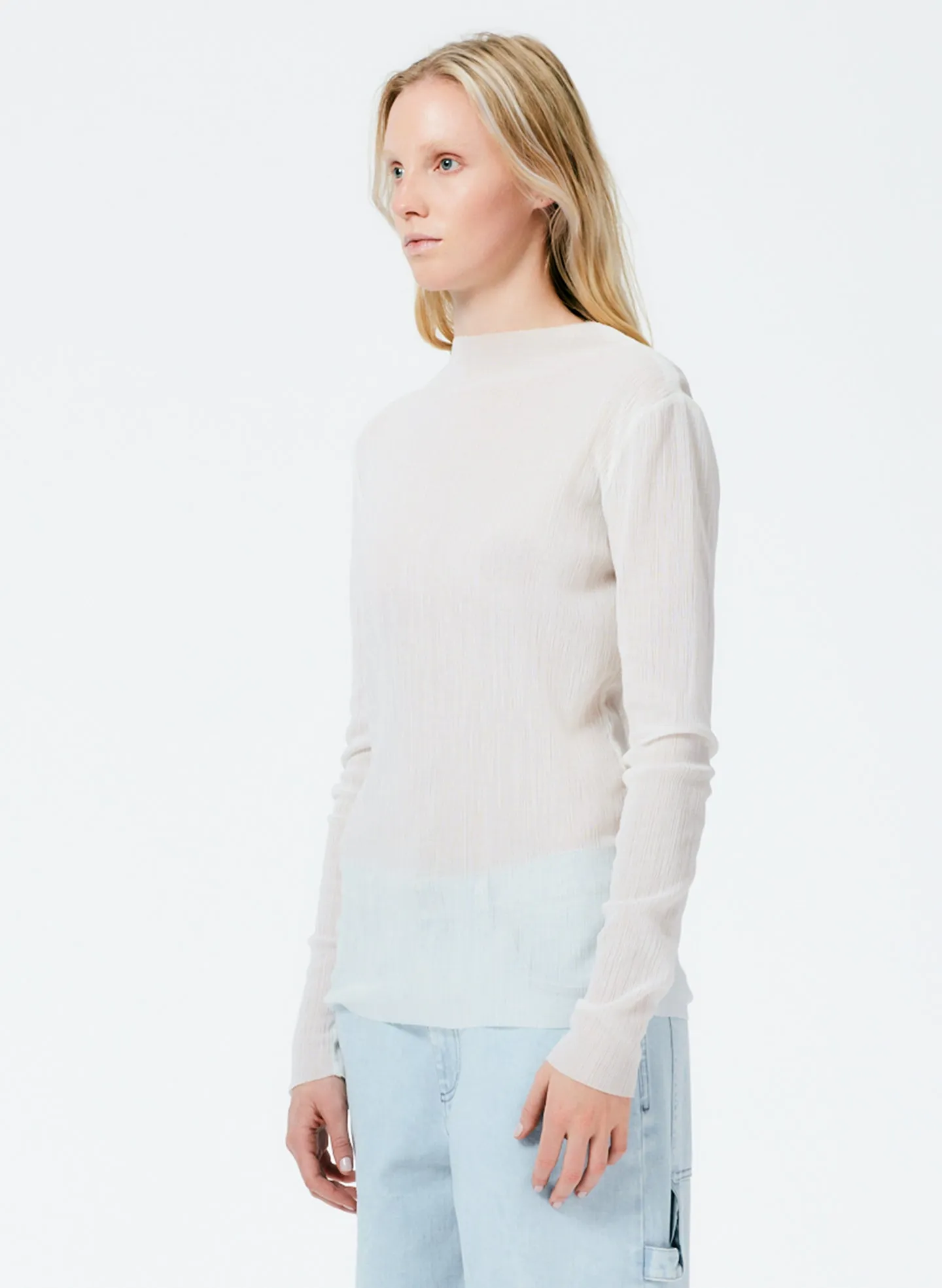 Crepe Gauze Funnel Neck Long Sleeve Top sold by Tibi product image thumbnail 2