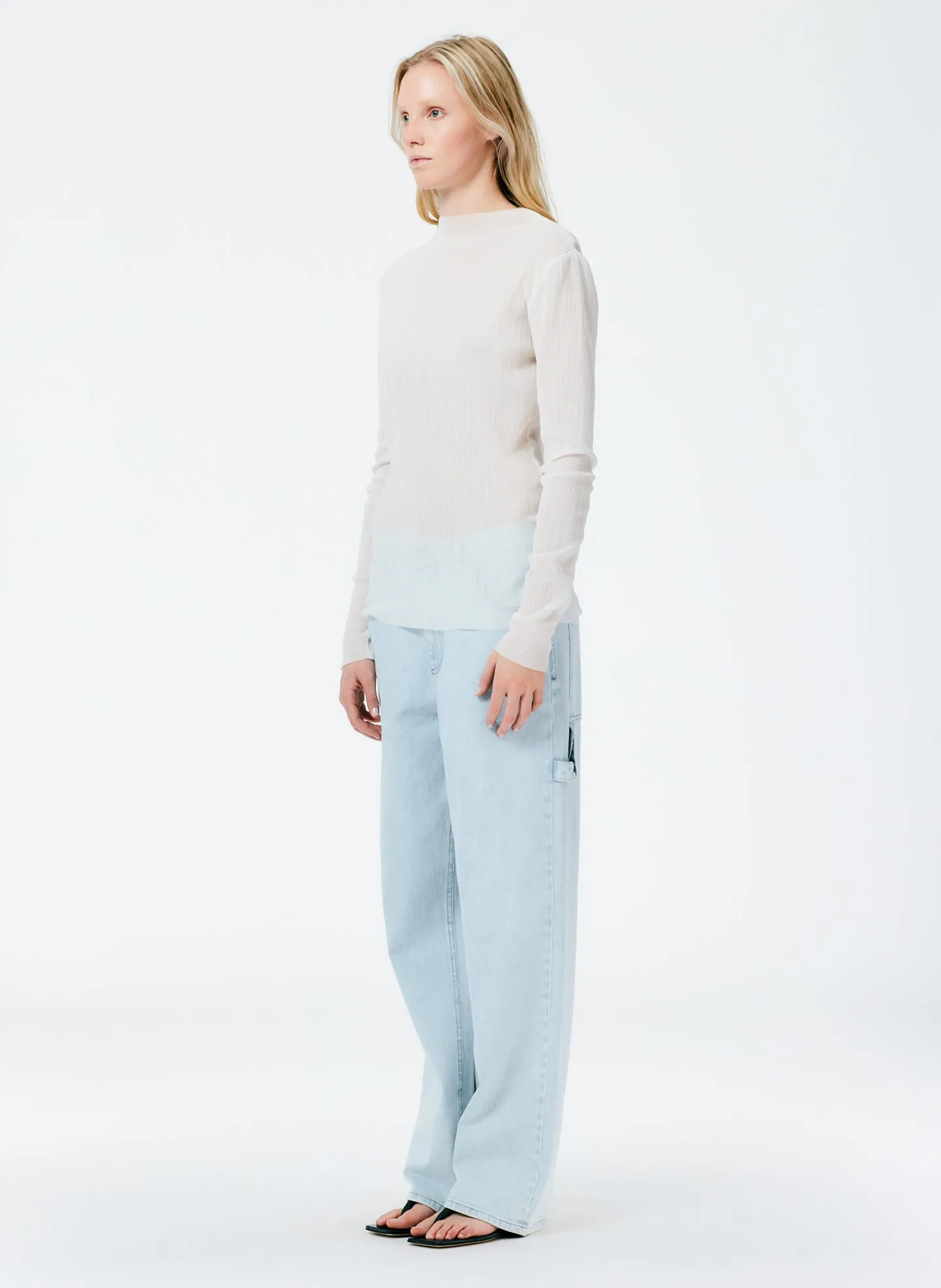 Crepe Gauze Funnel Neck Long Sleeve Top sold by Tibi product image thumbnail 4