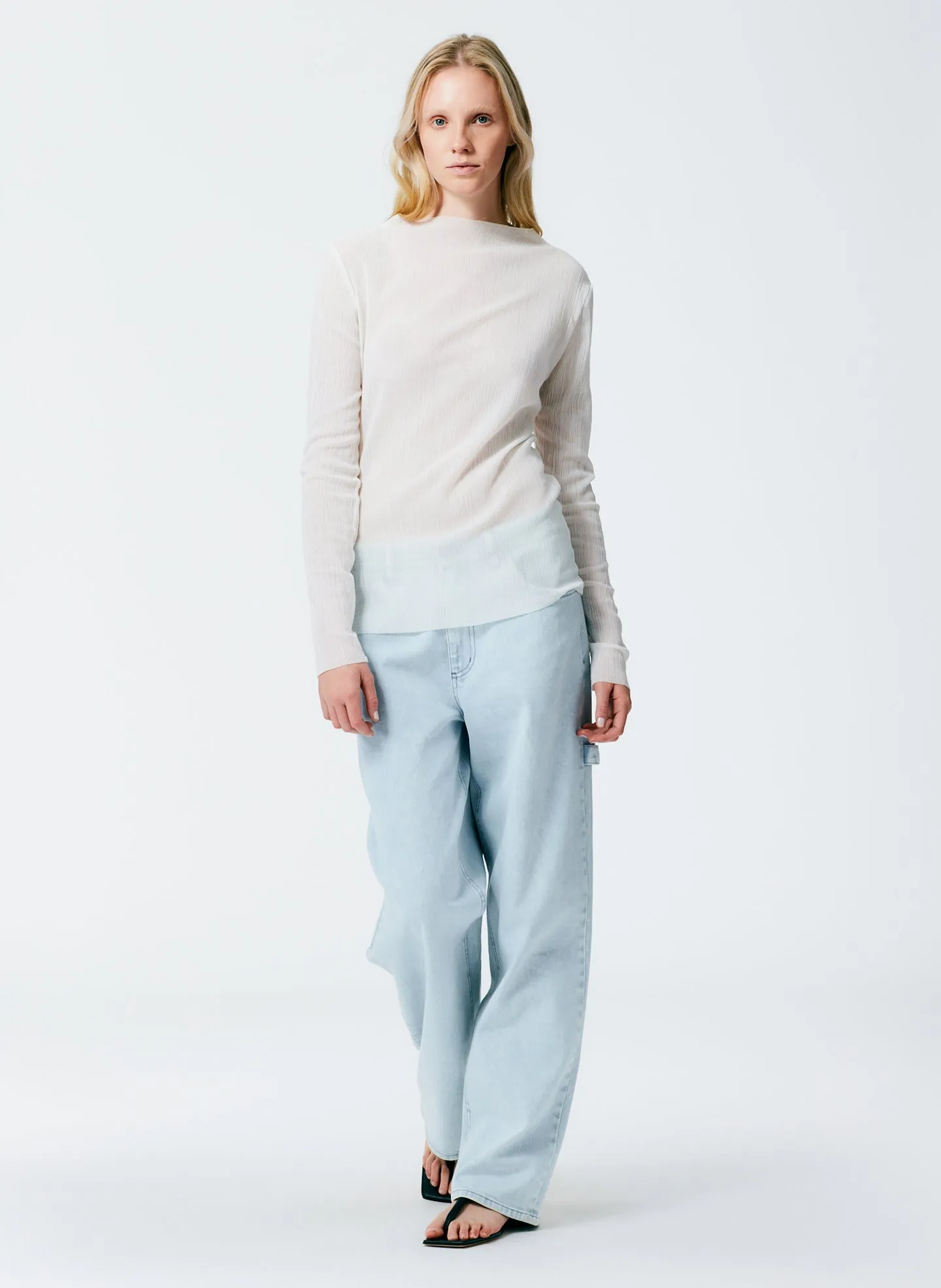 Crepe Gauze Funnel Neck Long Sleeve Top sold by Tibi product image thumbnail 3