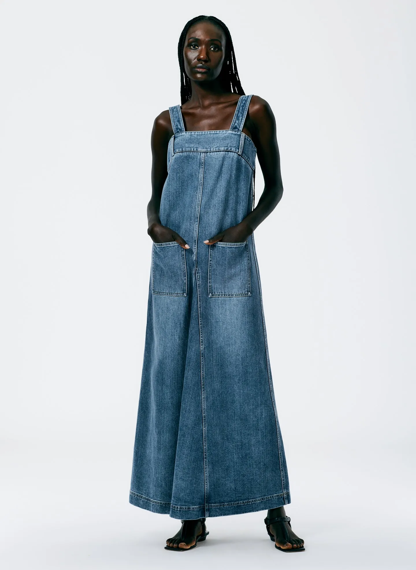 Classic Wash Denim Overall Maxi Dress sold by Tibi