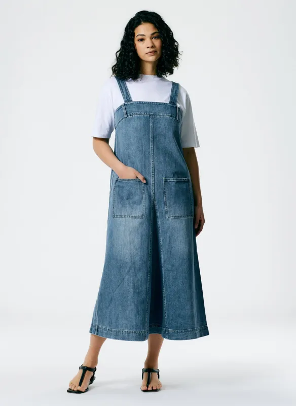 Classic Wash Denim Midi Overall Dress sold by Tibi