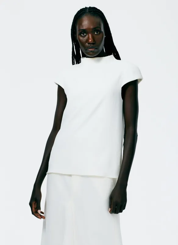 Chalky Drape Funnel Neck Top sold by Tibi