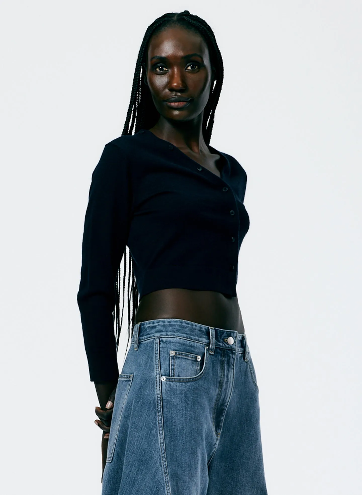 Cashmere Silk Super Cropped Asymmetrical Cardigan sold by Tibi