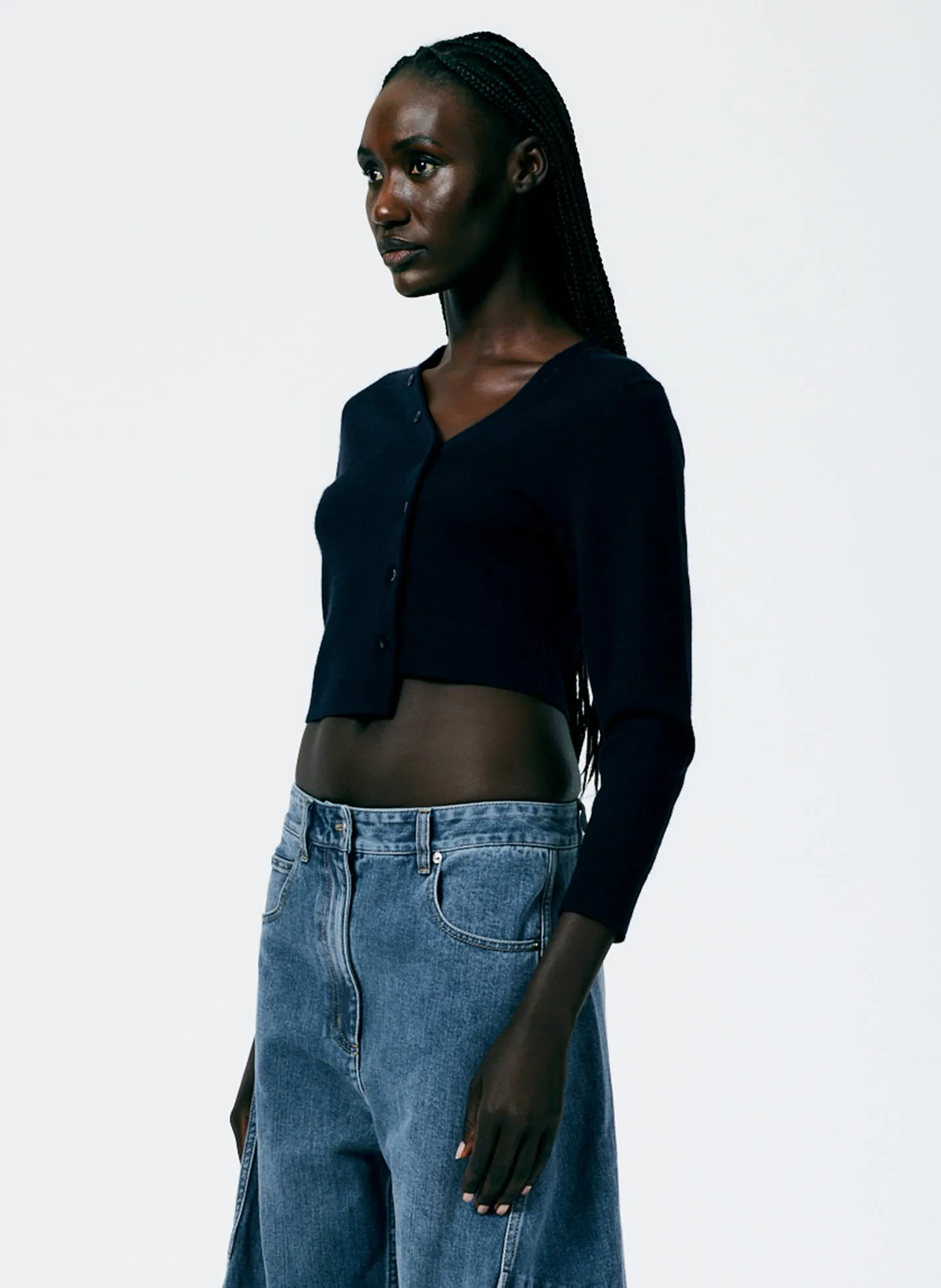 Cashmere Silk Super Cropped Asymmetrical Cardigan sold by Tibi product image thumbnail 3