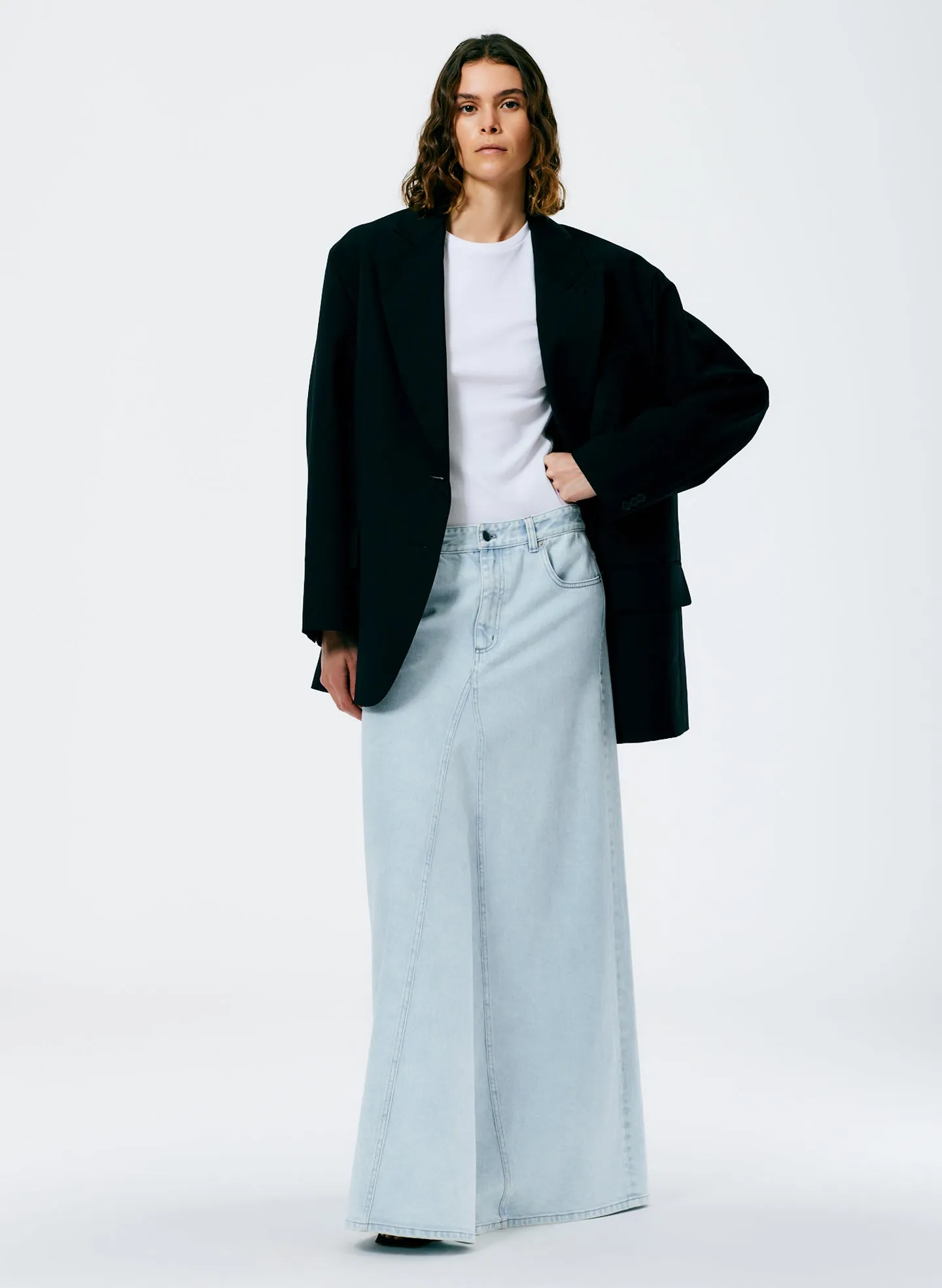 Bleached Denim Godet Maxi Skirt sold by Tibi product image thumbnail 3