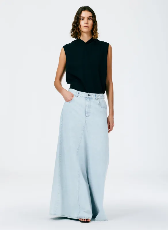Bleached Denim Godet Maxi Skirt made by Tibi